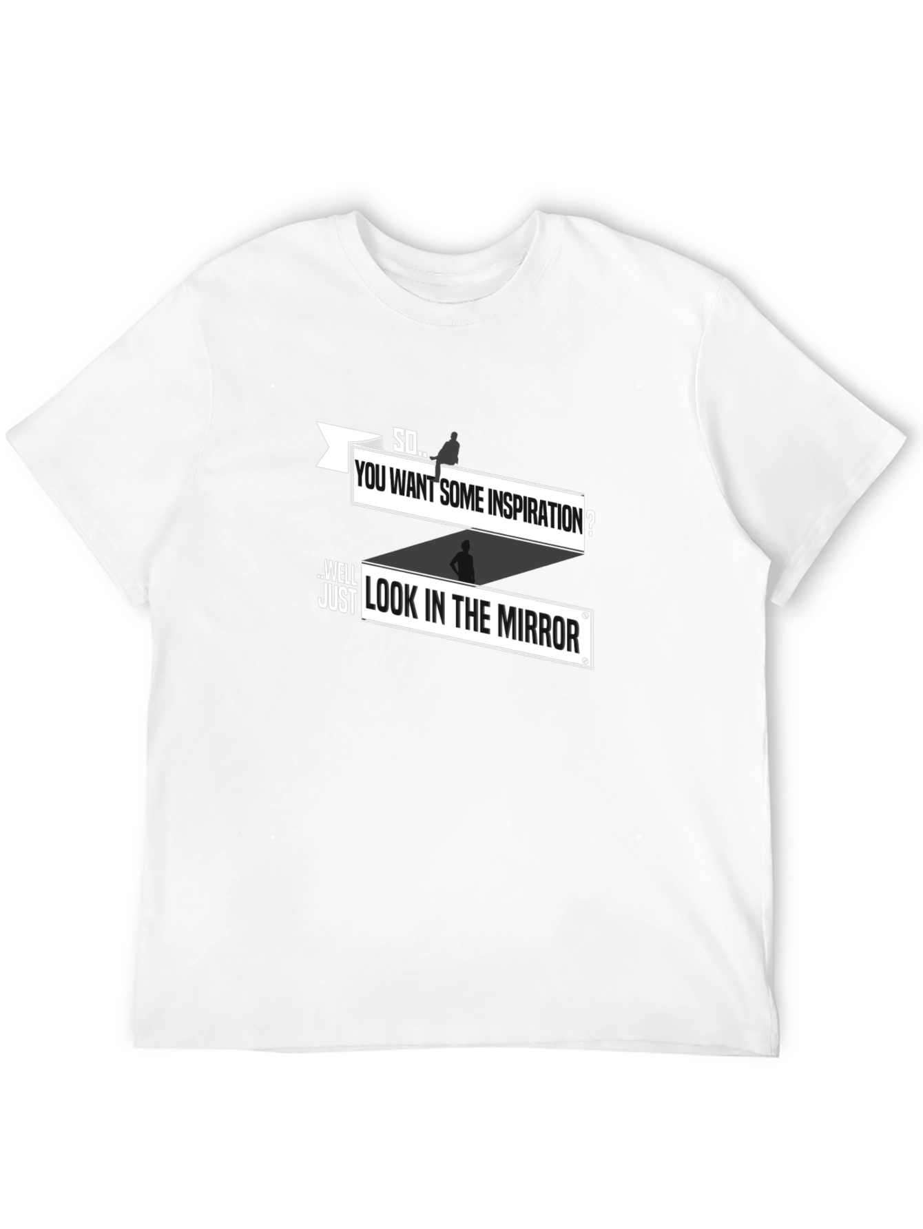 Inspirational Mirror Graphic Tee - Black Cotton T-Shirt