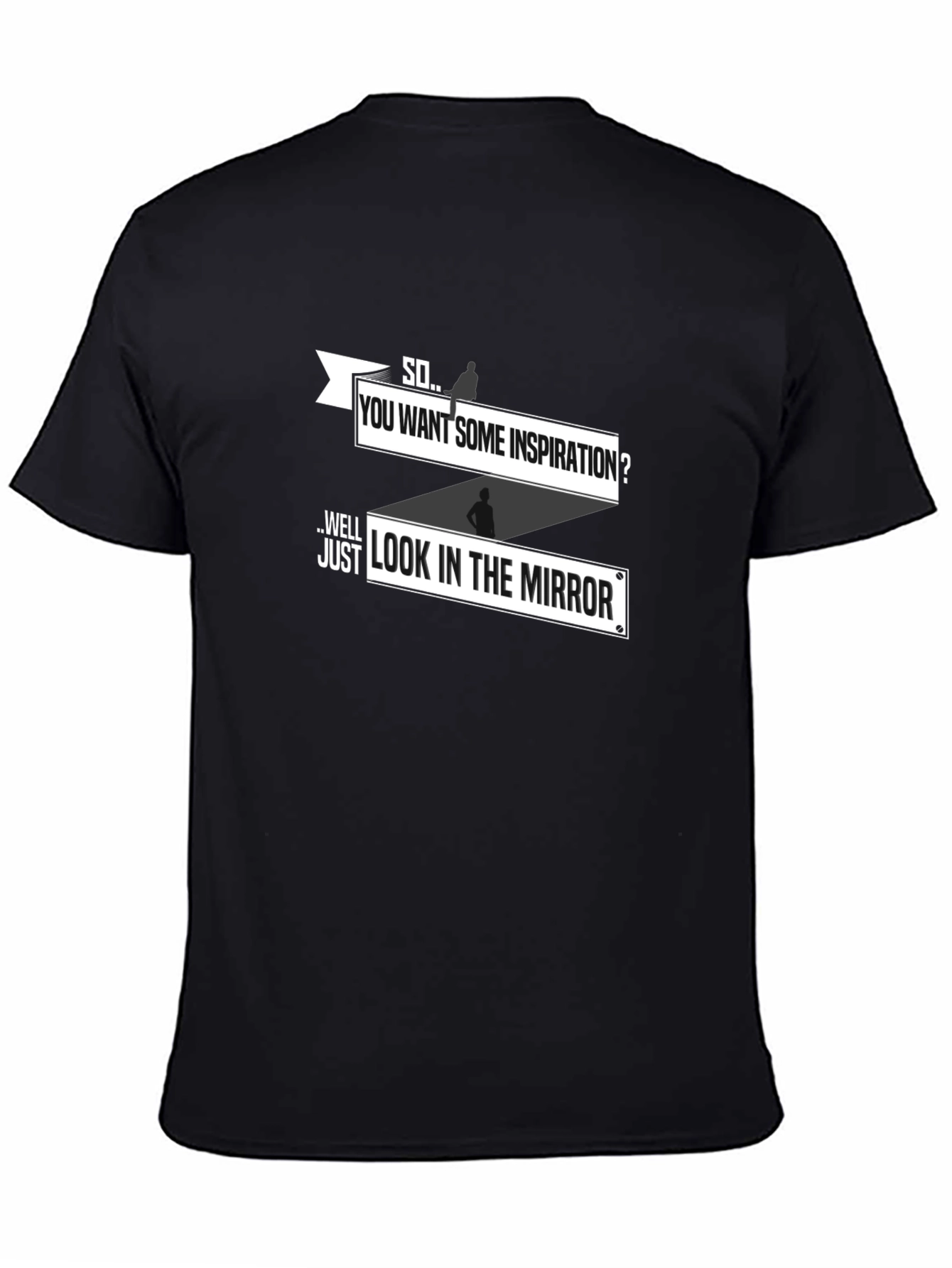 Inspirational Mirror Graphic Tee - Black Cotton T-Shirt