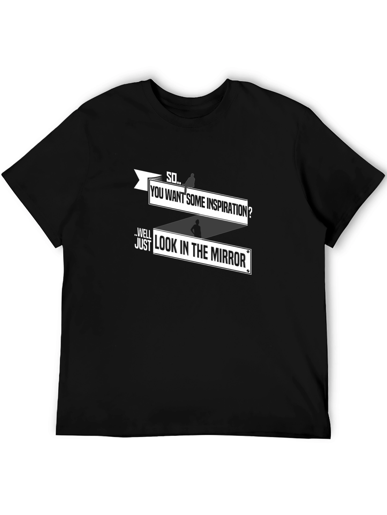 Inspirational Mirror Graphic Tee - Black Cotton T-Shirt