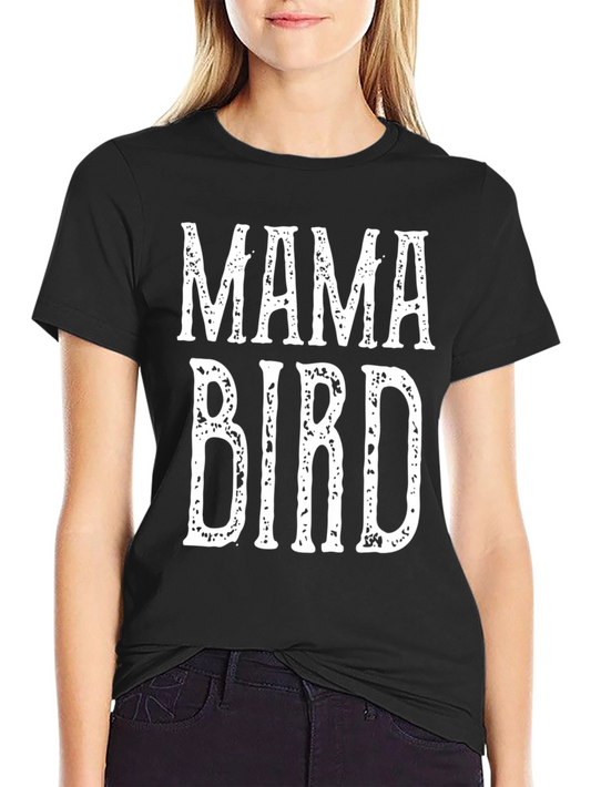 Mama Bird Graphic Tee - Black Cotton T-Shirt