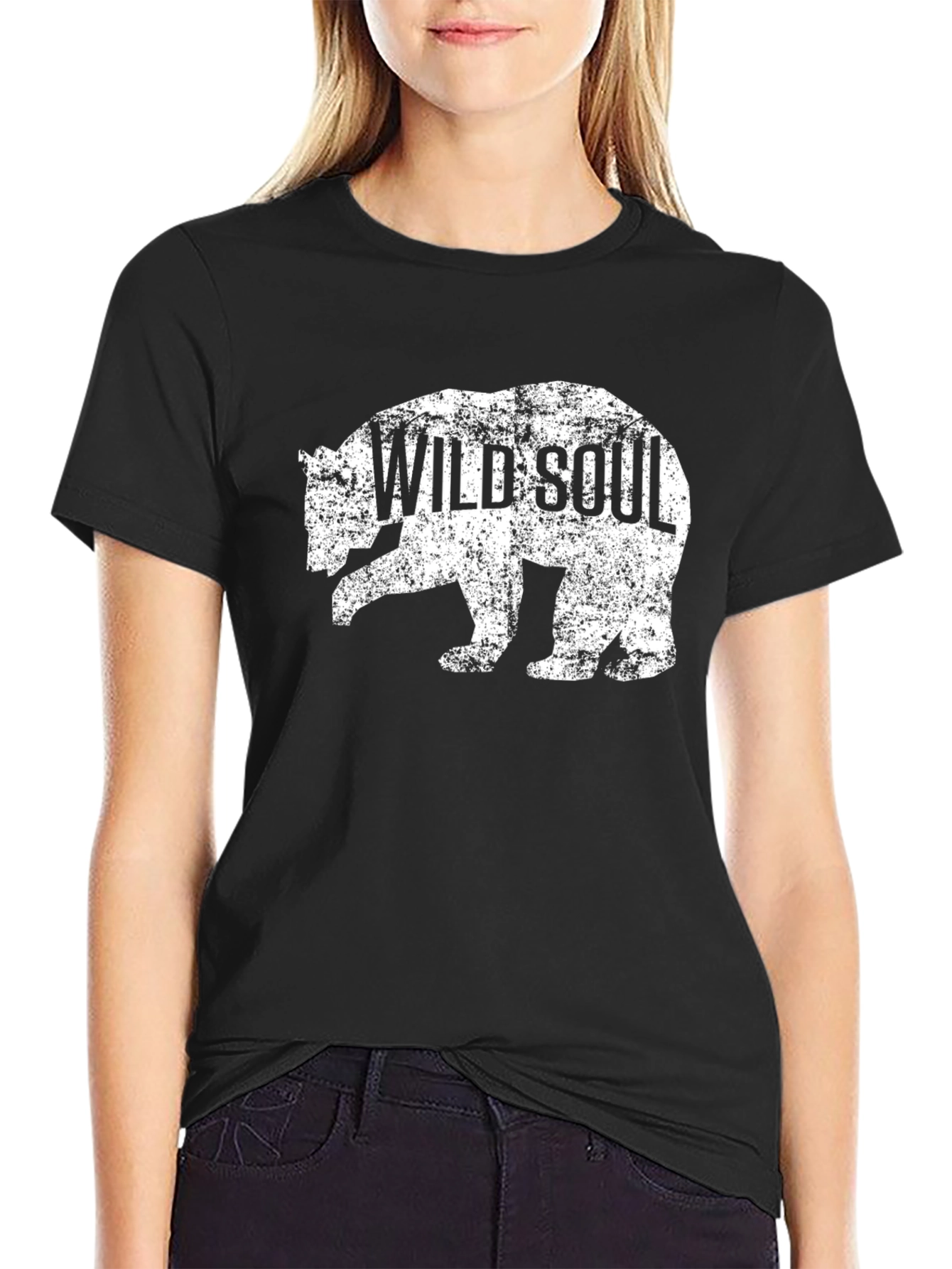 Wild Soul Bear Graphic Tee - Black Cotton T-Shirt