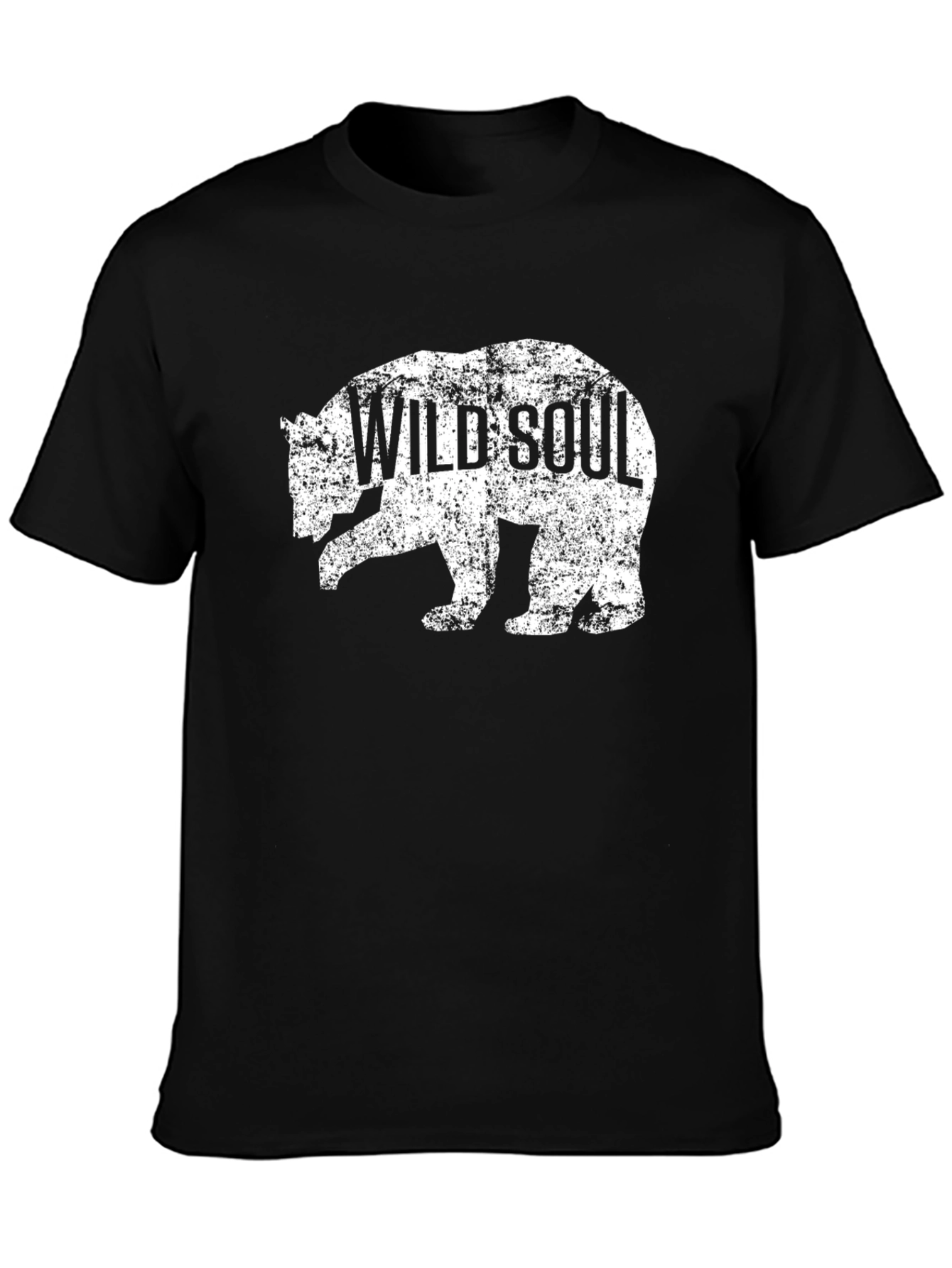 Wild Soul Bear Graphic Tee - Black Cotton T-Shirt