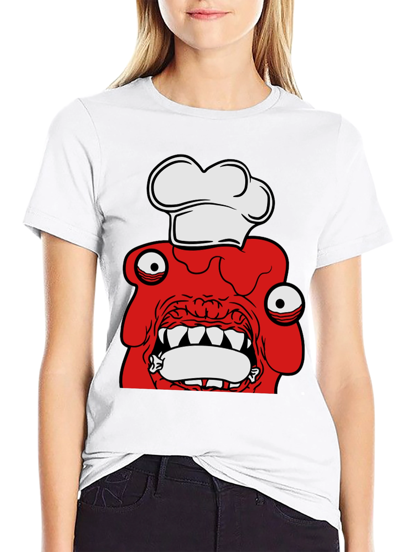 Funny Cartoon Chef Red Monster T-Shirt
