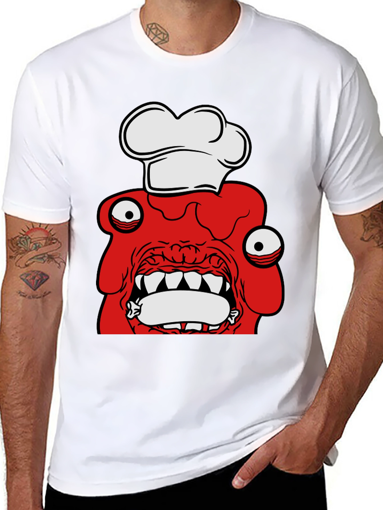 Funny Cartoon Chef Red Monster T-Shirt