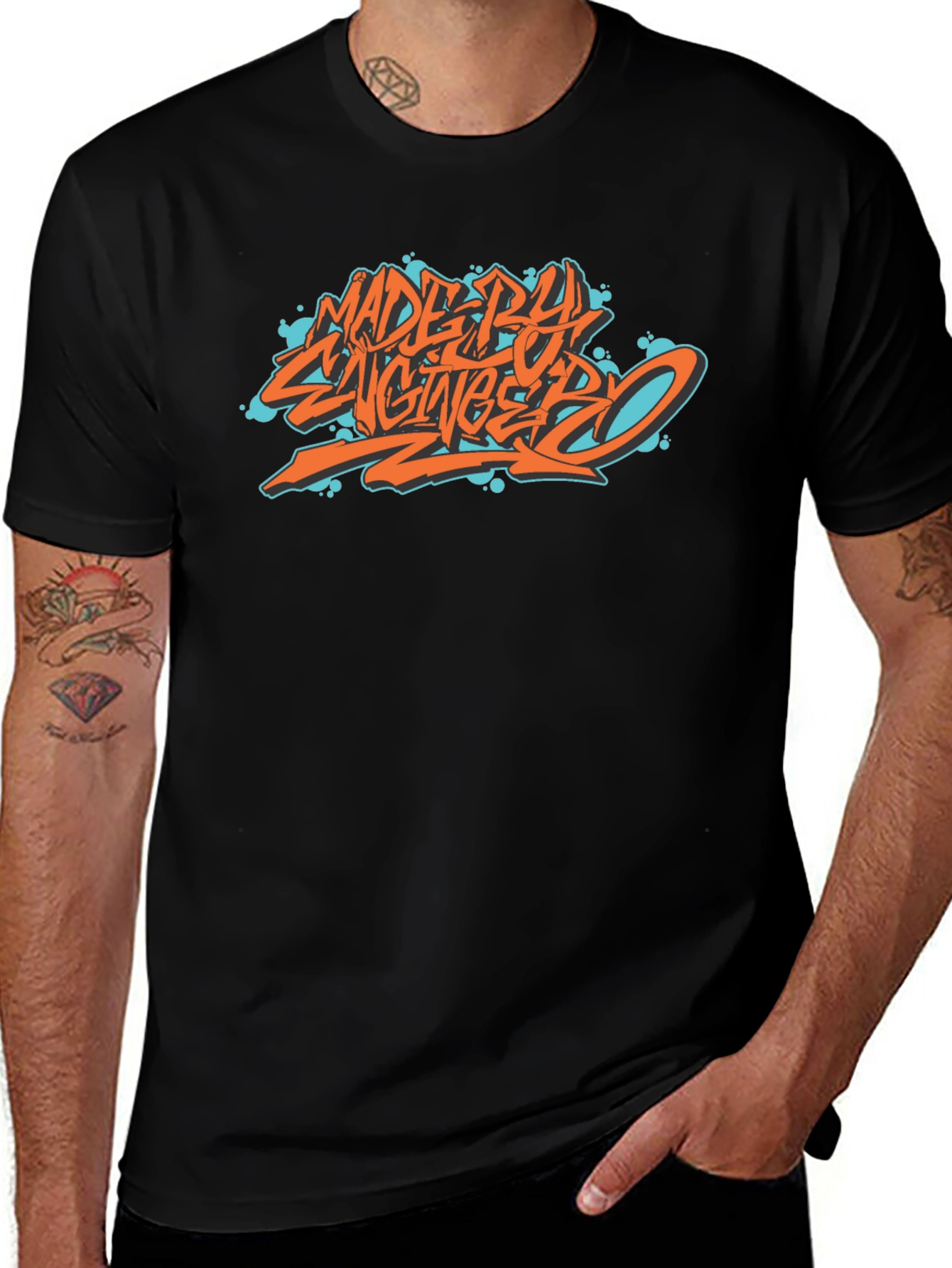 Made By Engineers Graphic Tee - Black Cotton Blend