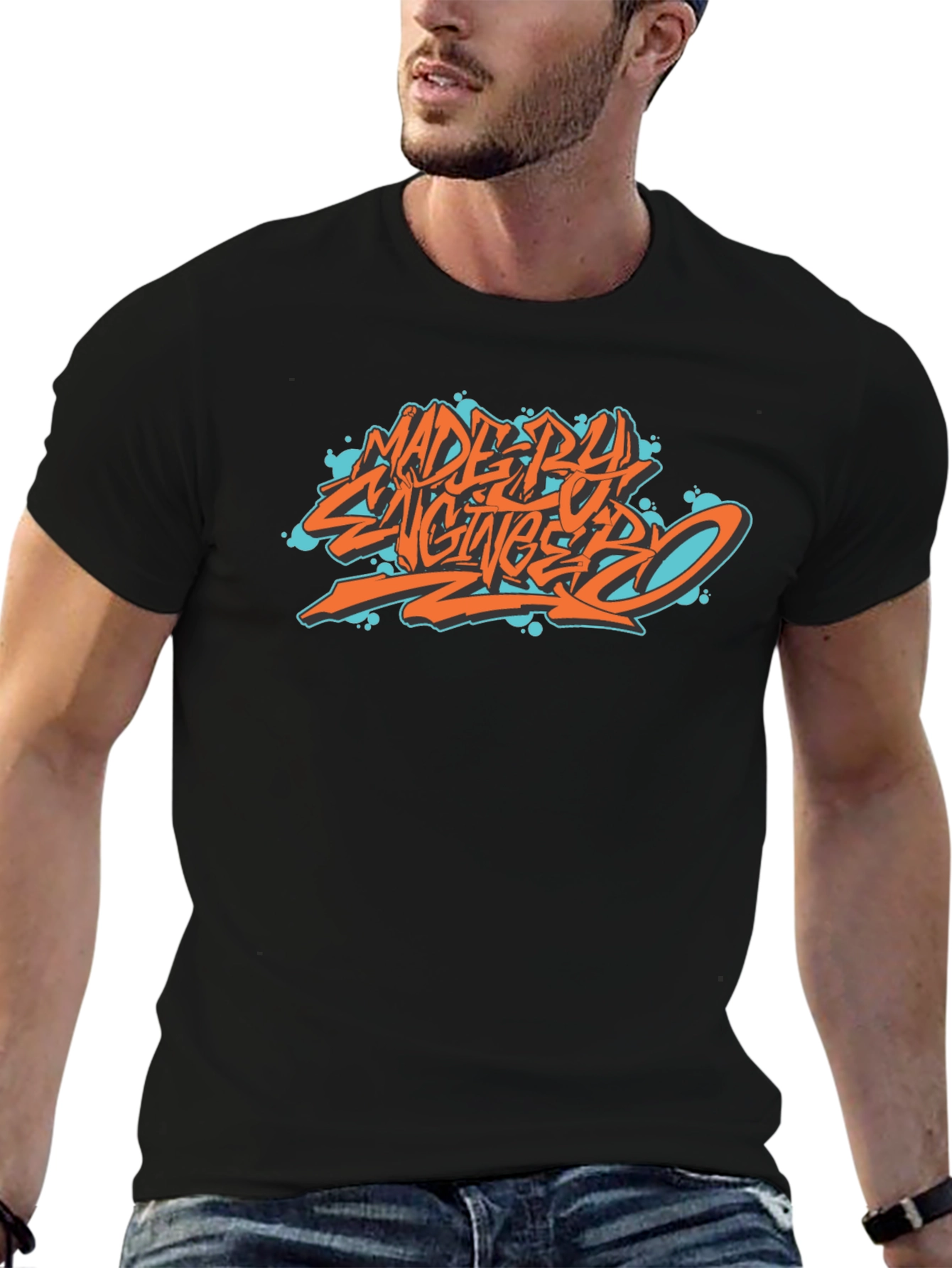 Made By Engineers Graphic Tee - Black Cotton Blend