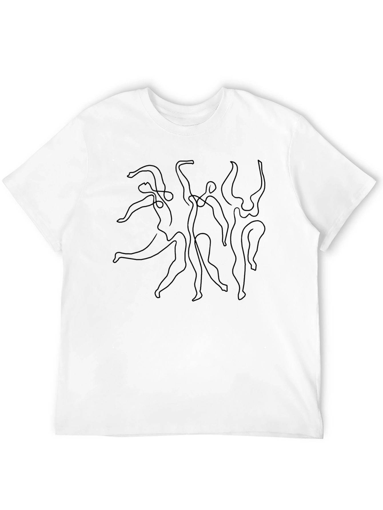 Minimalist Dance Line Art Black T-Shirt