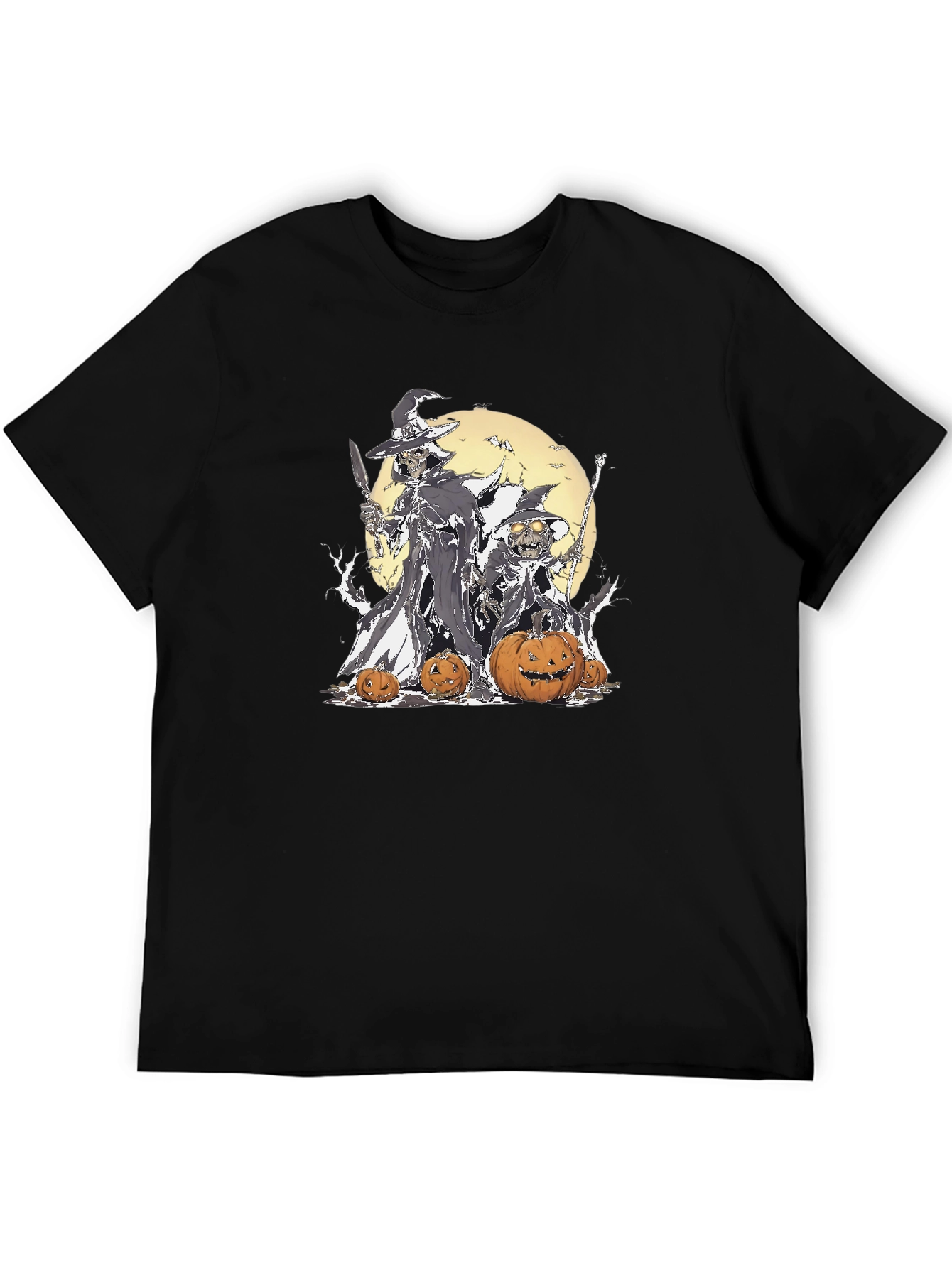 Halloween Witch & Pumpkin Graphic T-Shirt