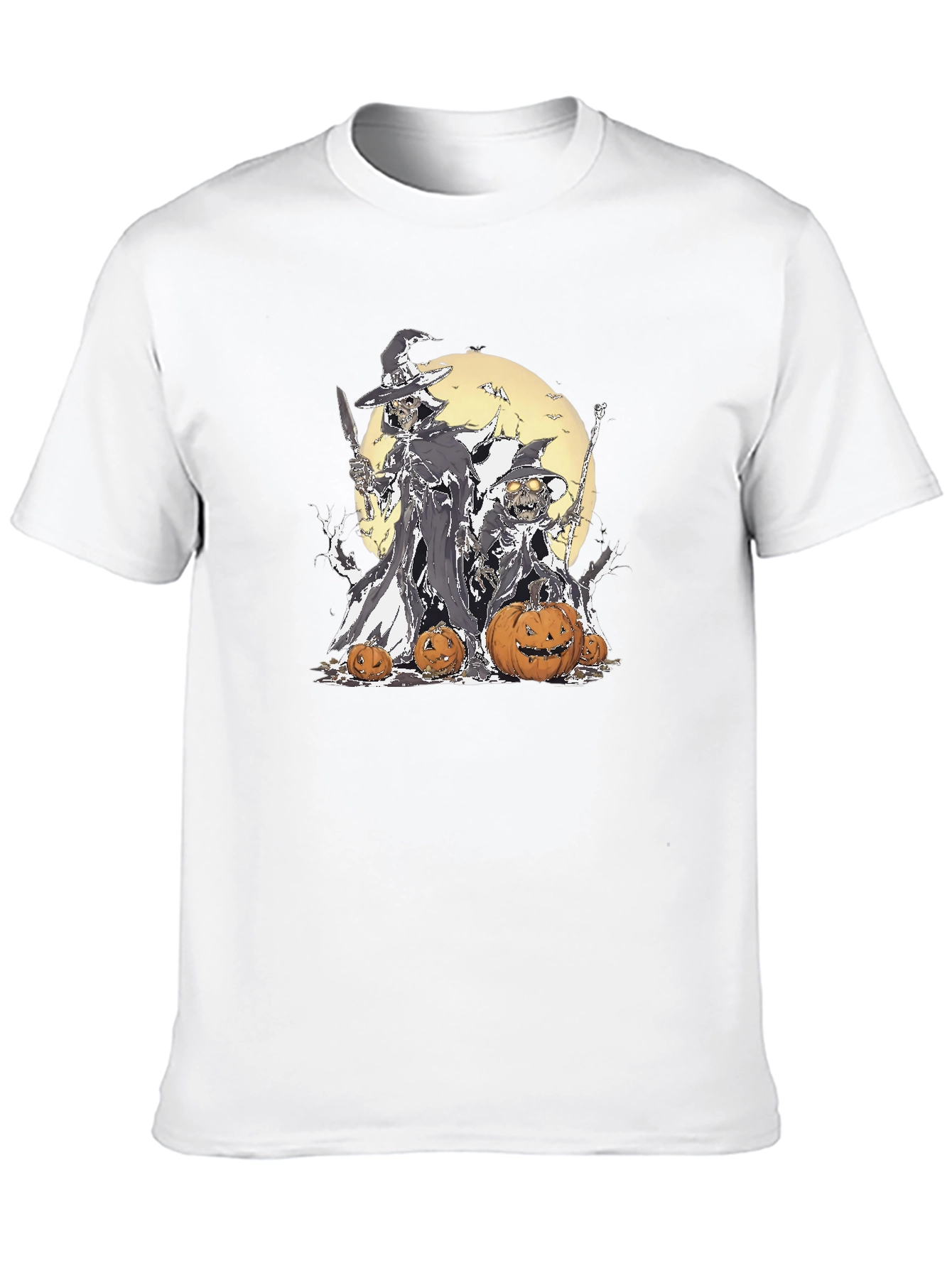 Halloween Witch & Pumpkin Graphic T-Shirt