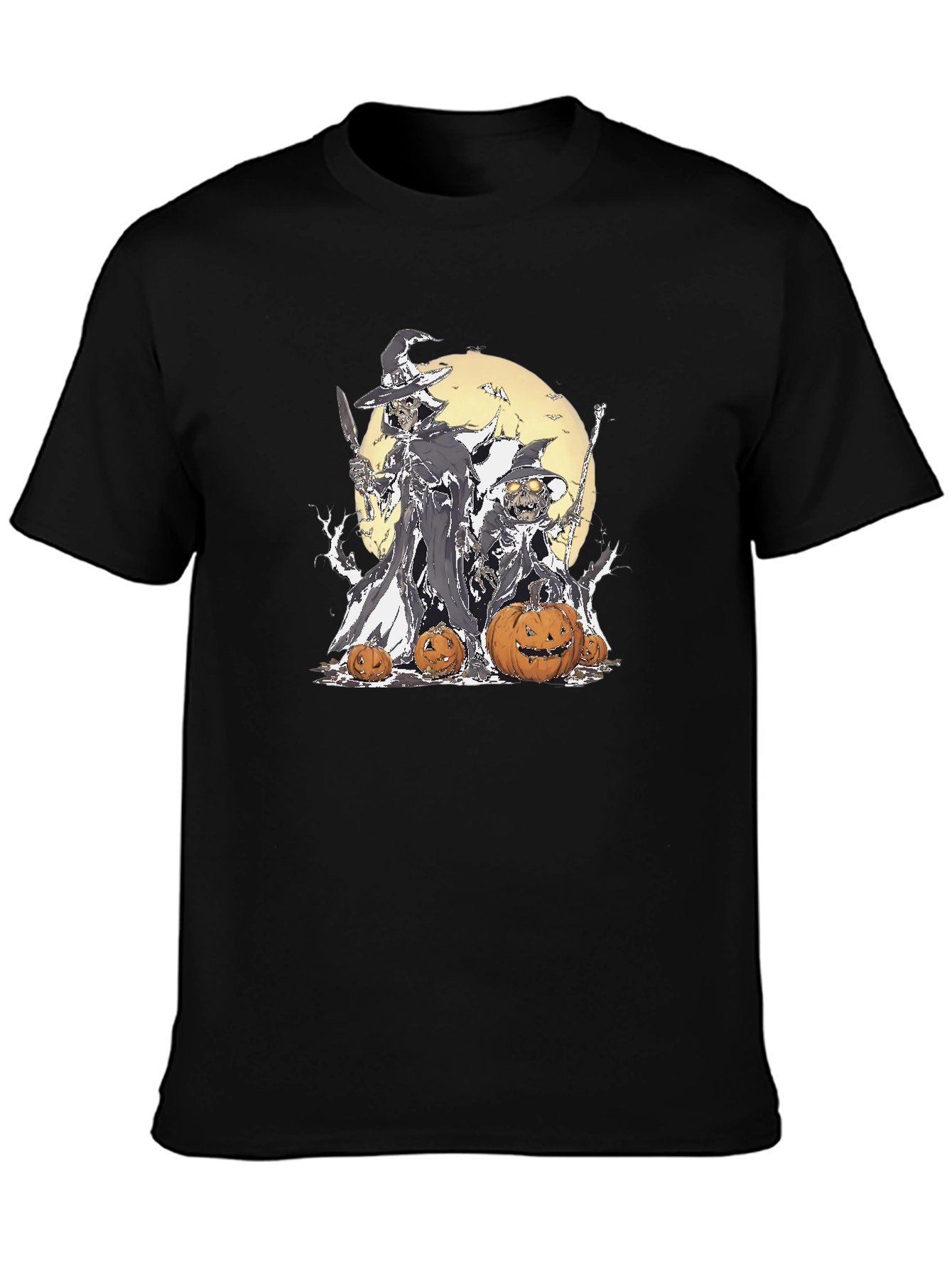 Halloween Witch & Pumpkin Graphic T-Shirt