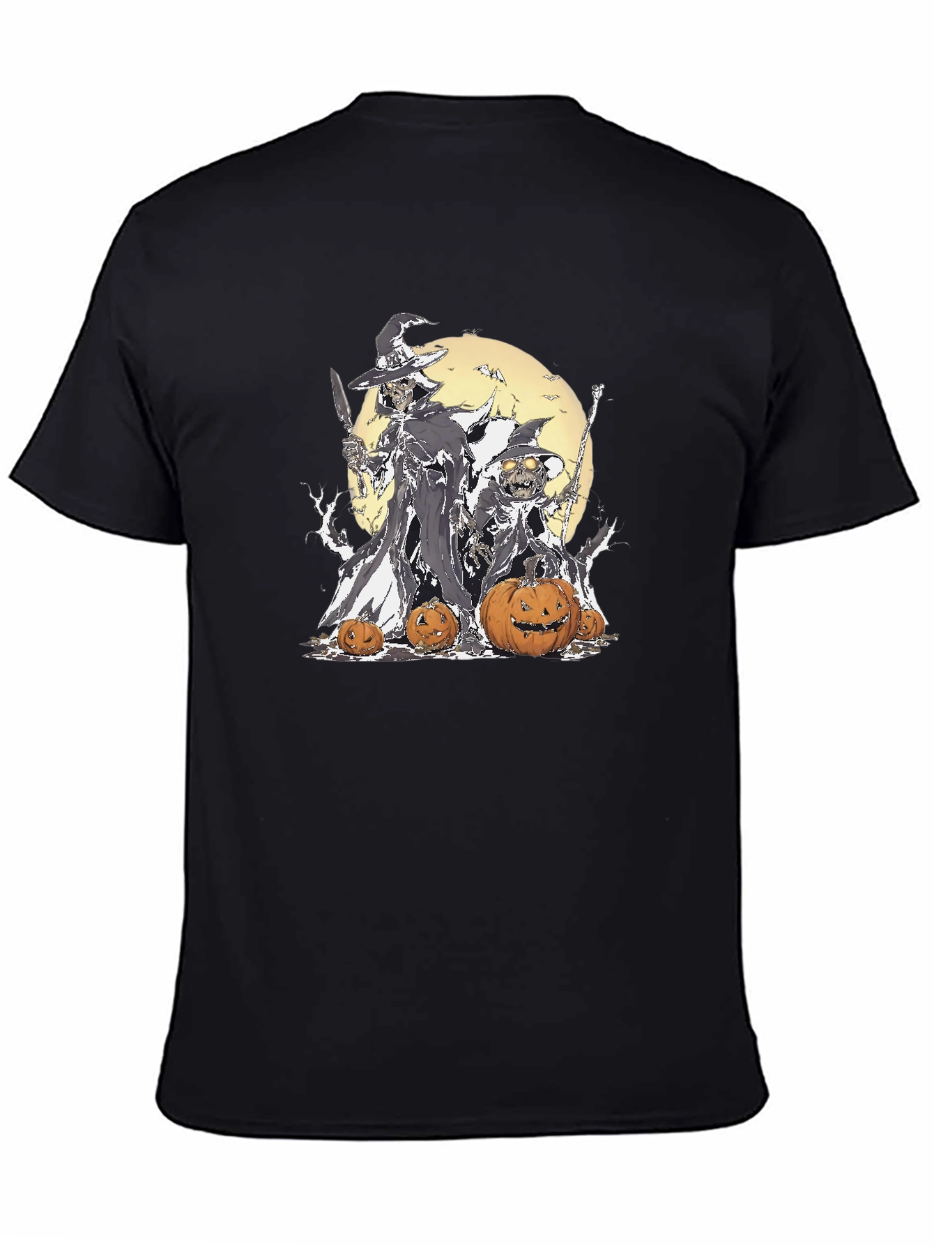 Halloween Witch & Pumpkin Graphic T-Shirt