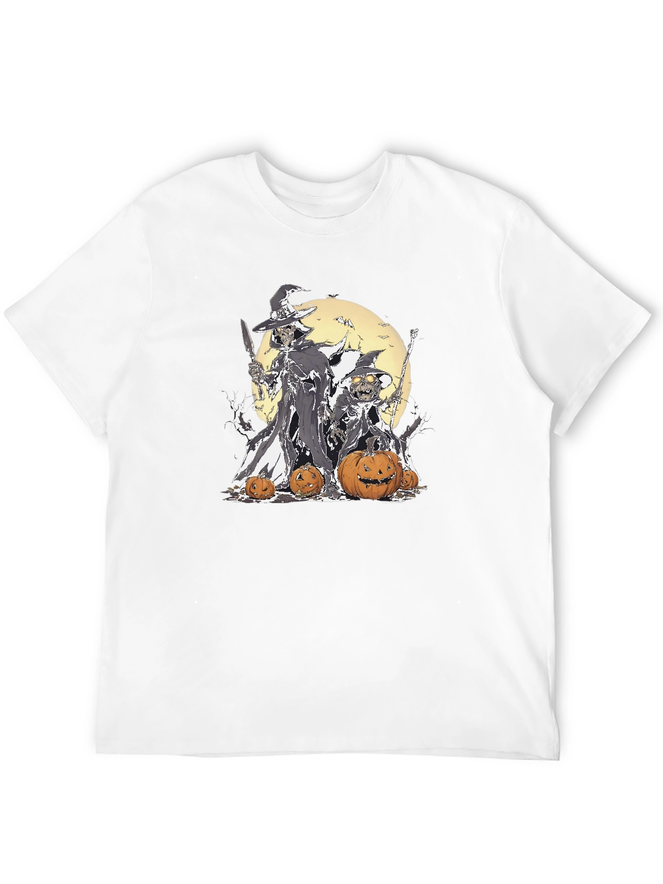 Halloween Witch & Pumpkin Graphic T-Shirt