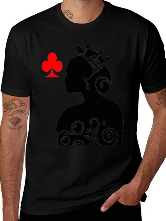 Queen of Clubs Black Graphic Tee - Stylish & Unique