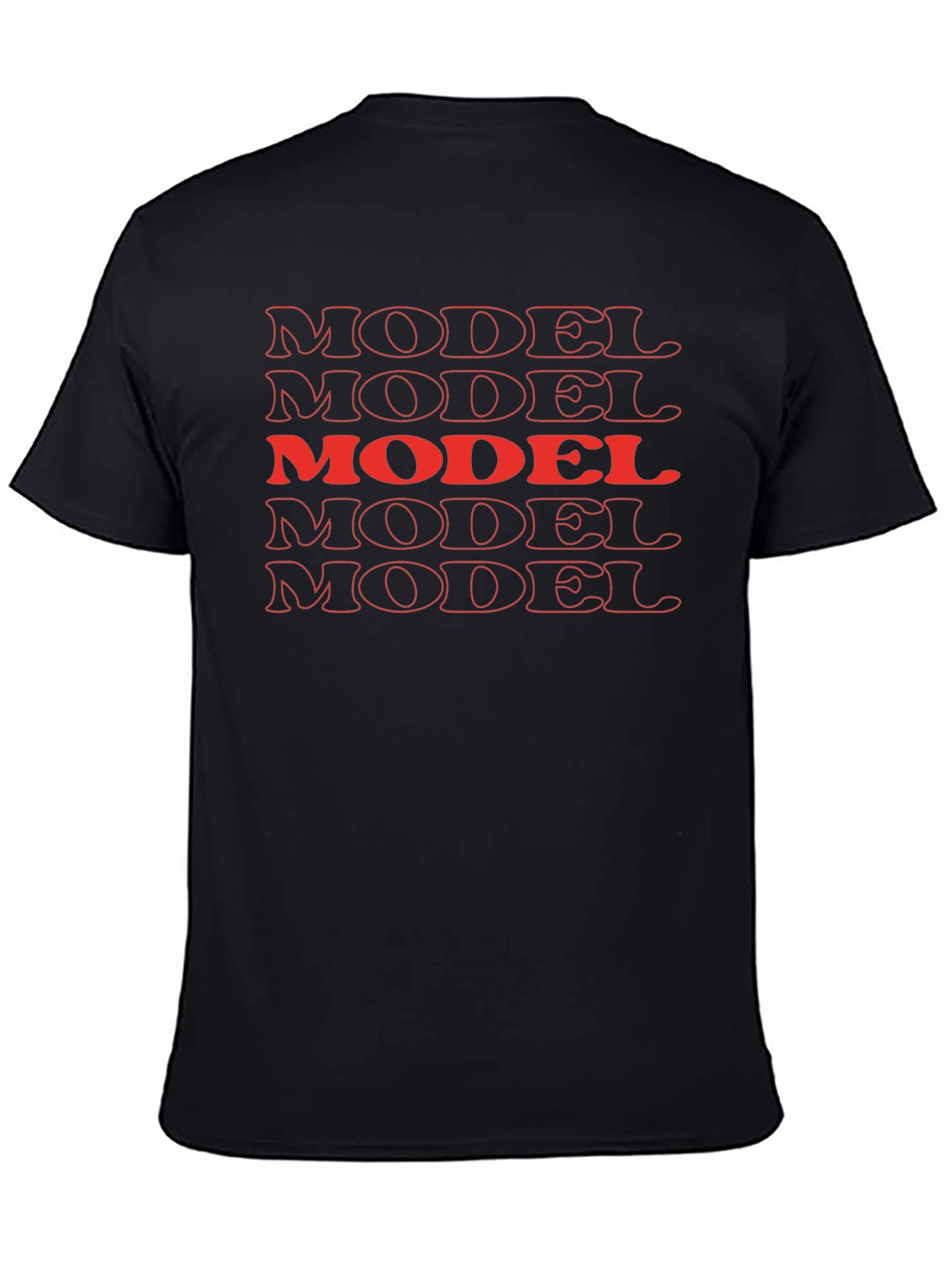 Mens Black T-Shirt with Model Print