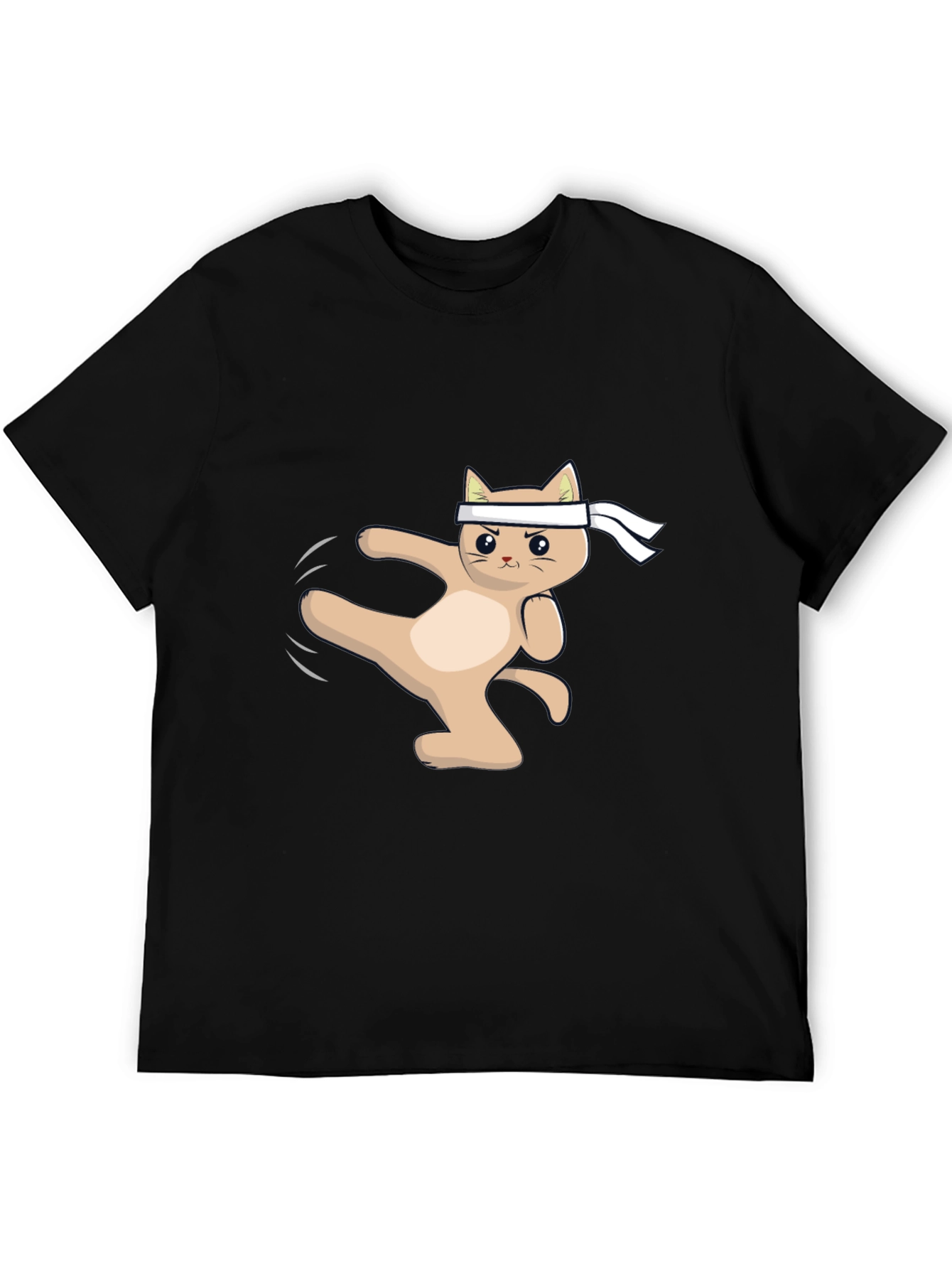 Karate Cat T-Shirt - Black Cotton Martial Arts Tee