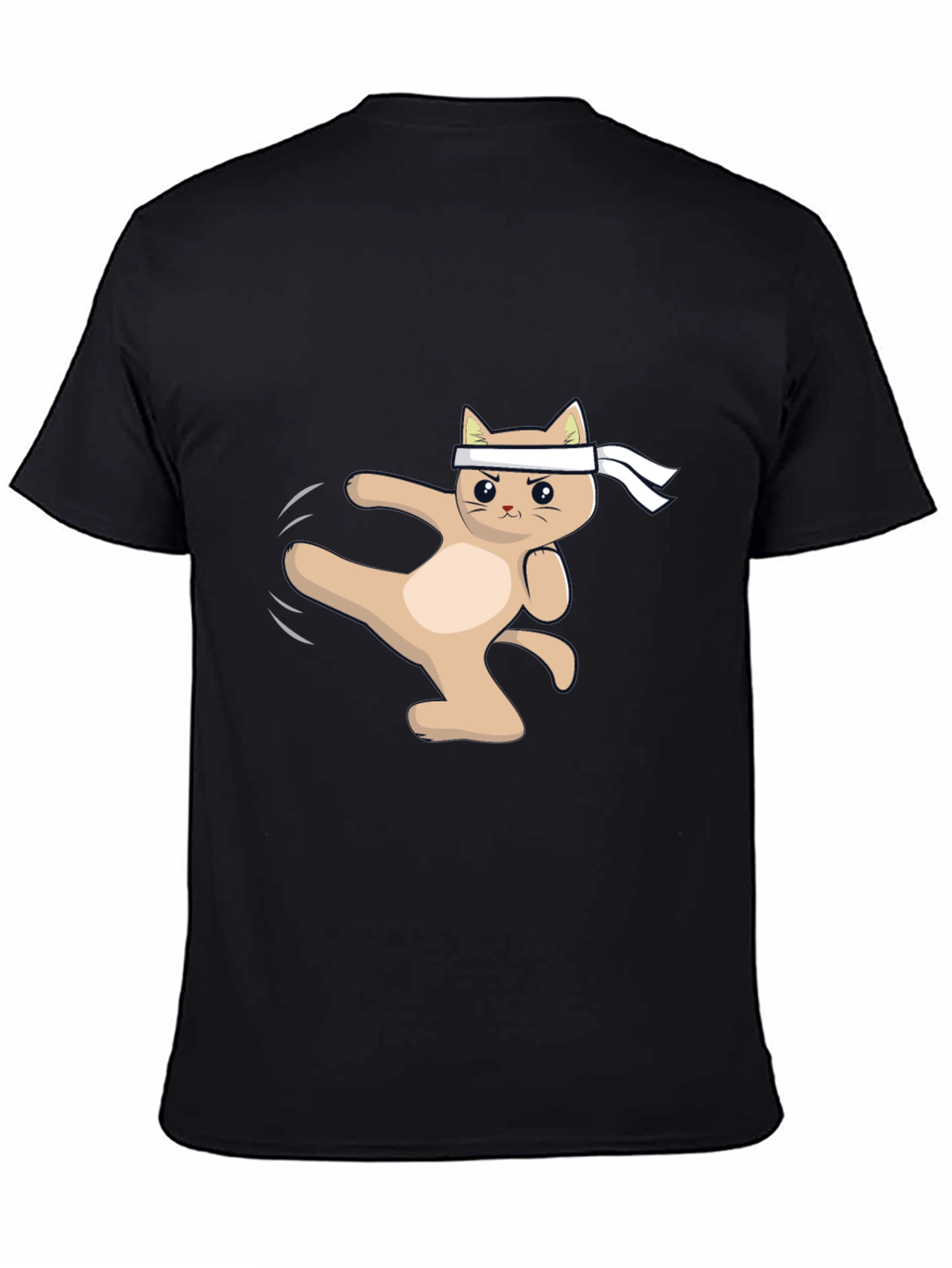 Karate Cat T-Shirt - Black Cotton Martial Arts Tee