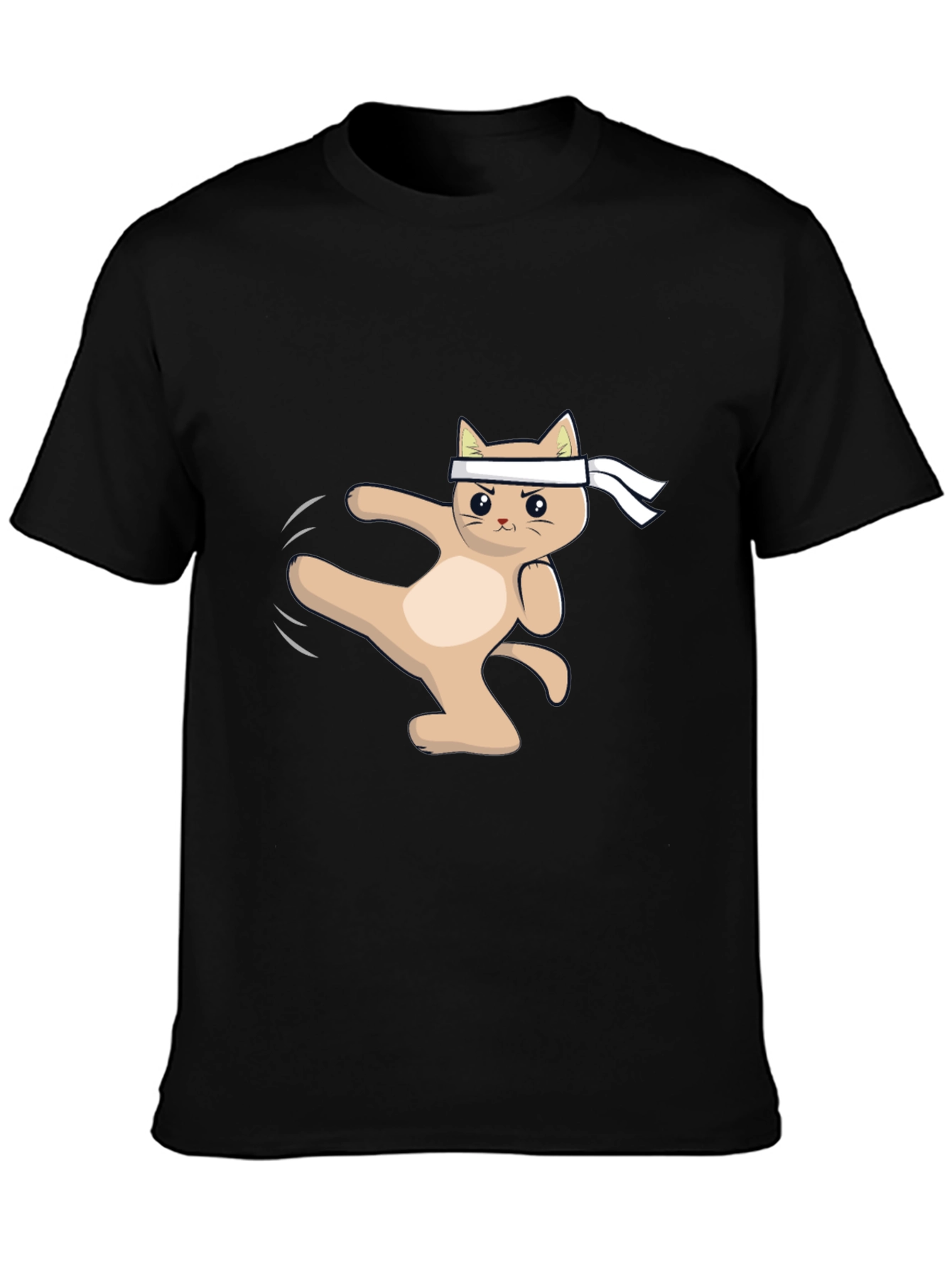 Karate Cat T-Shirt - Black Cotton Martial Arts Tee