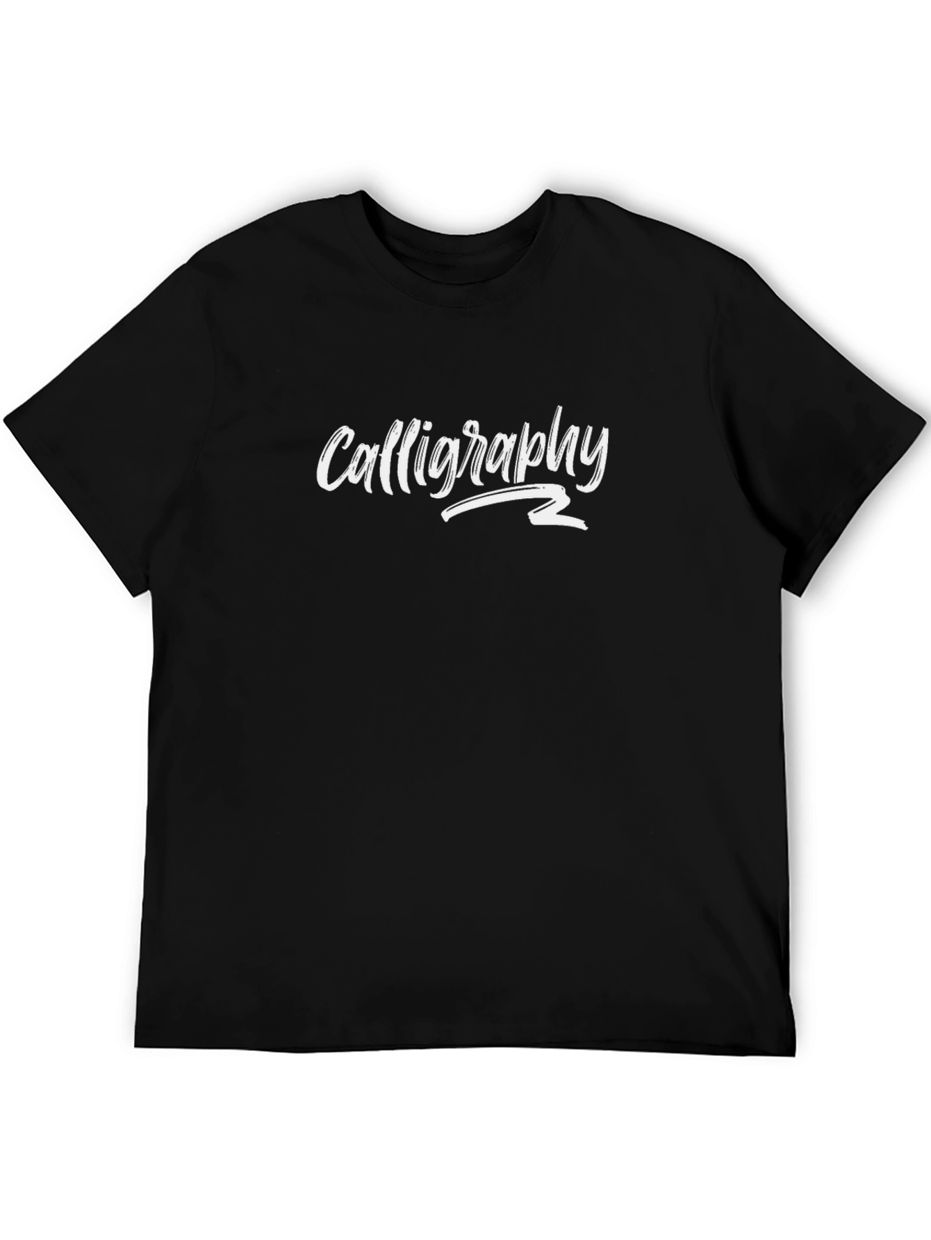 Calligraphy Design Black Cotton T-Shirt
