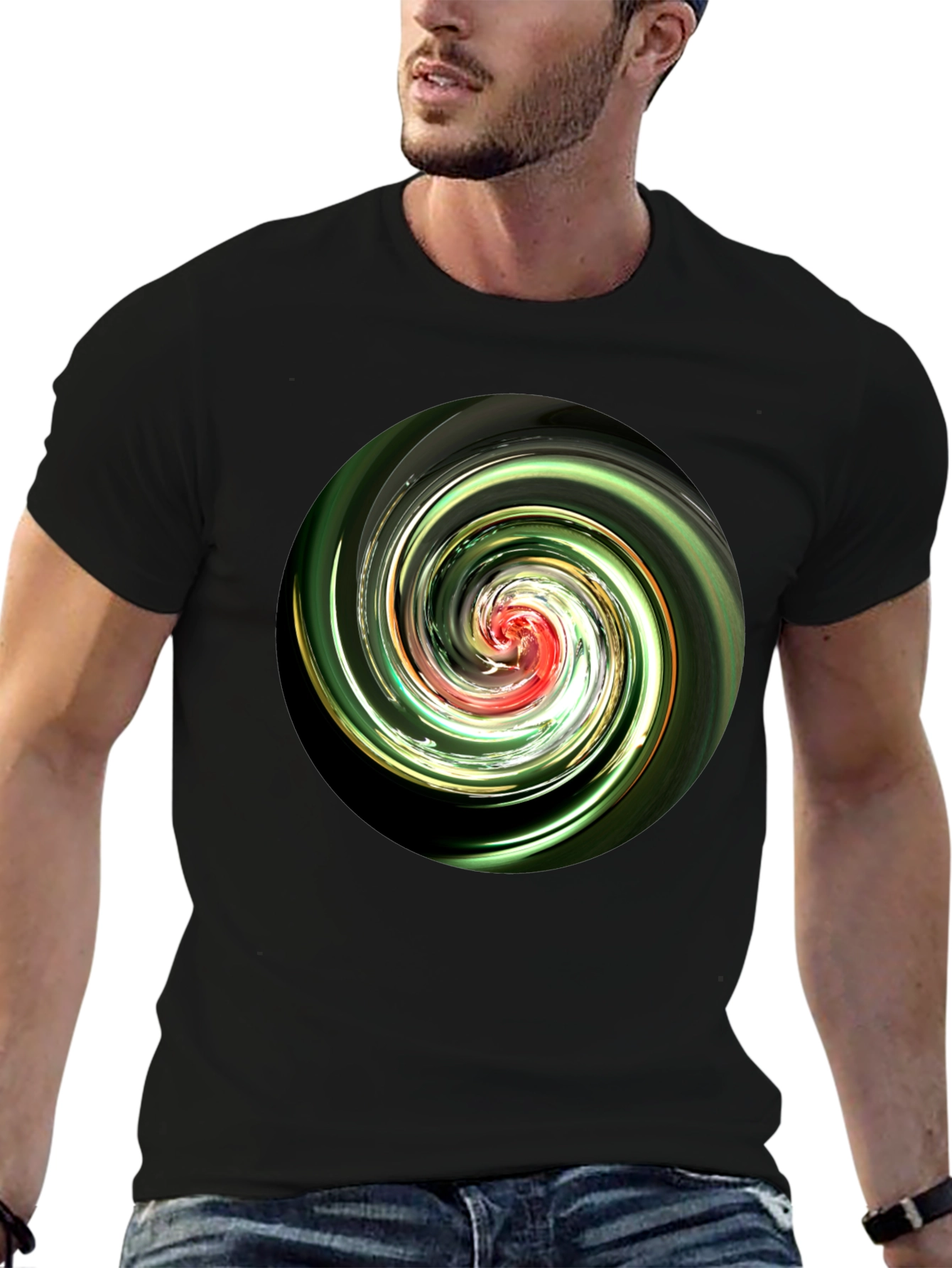 Swirl Design Black T-Shirt