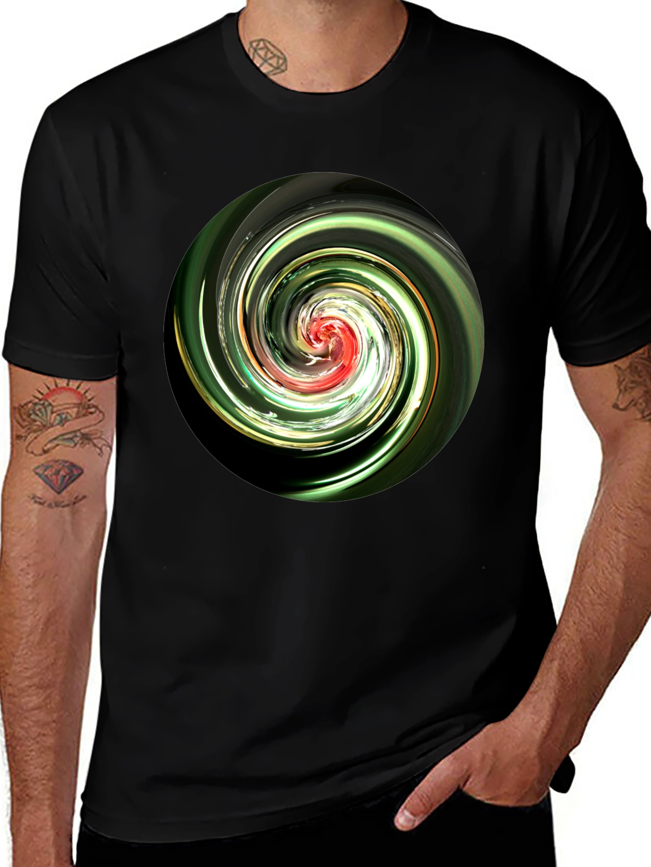 Swirl Design Black T-Shirt