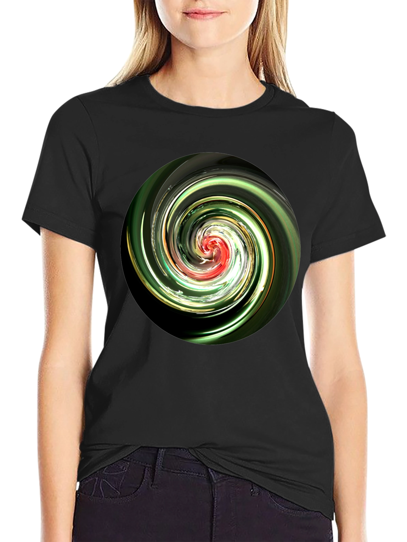 Swirl Design Black T-Shirt