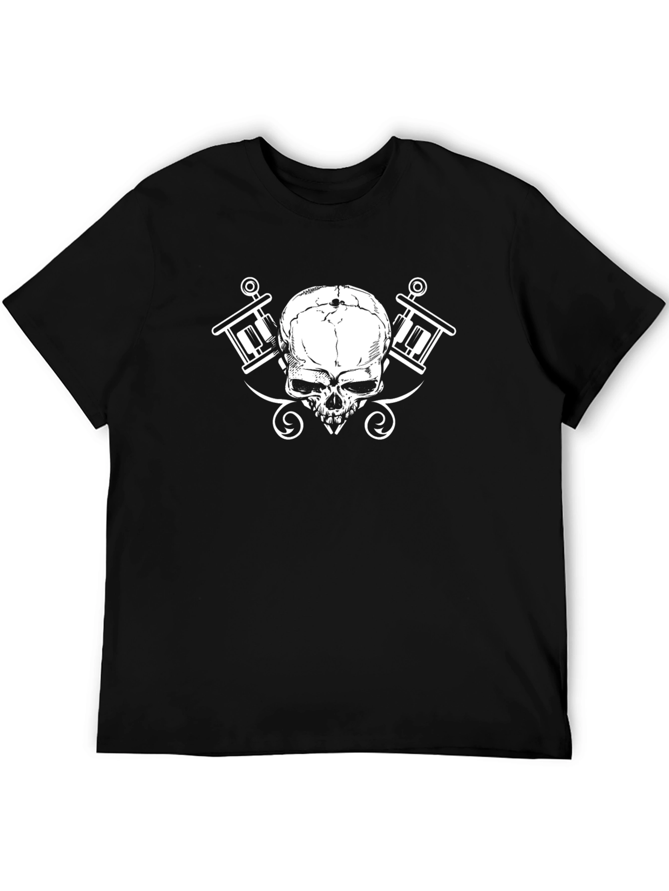 Skull & Tattoo Gun Graphic Black T-Shirt