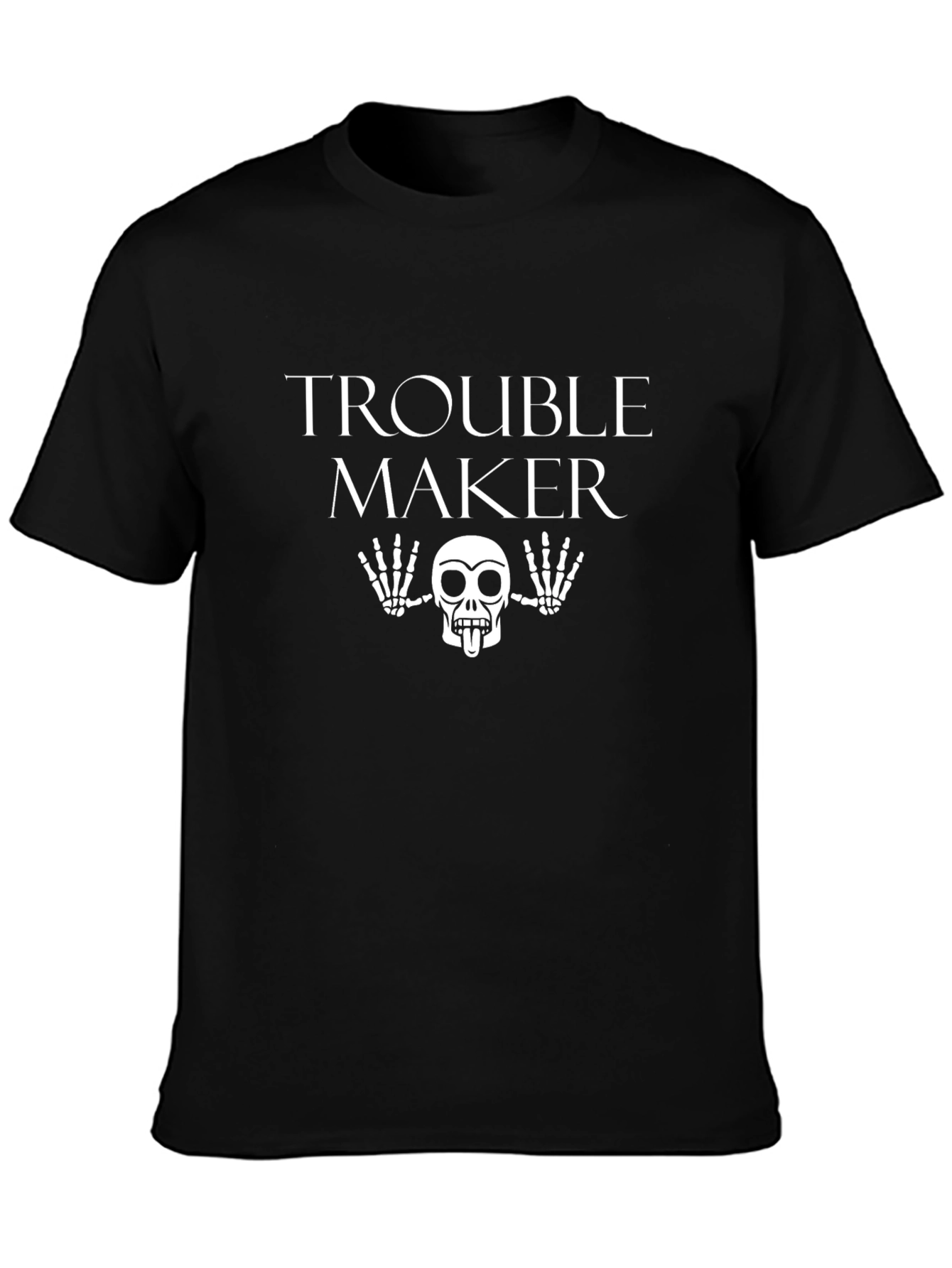 Trouble Maker Graphic Tee - Black Skull T-Shirt