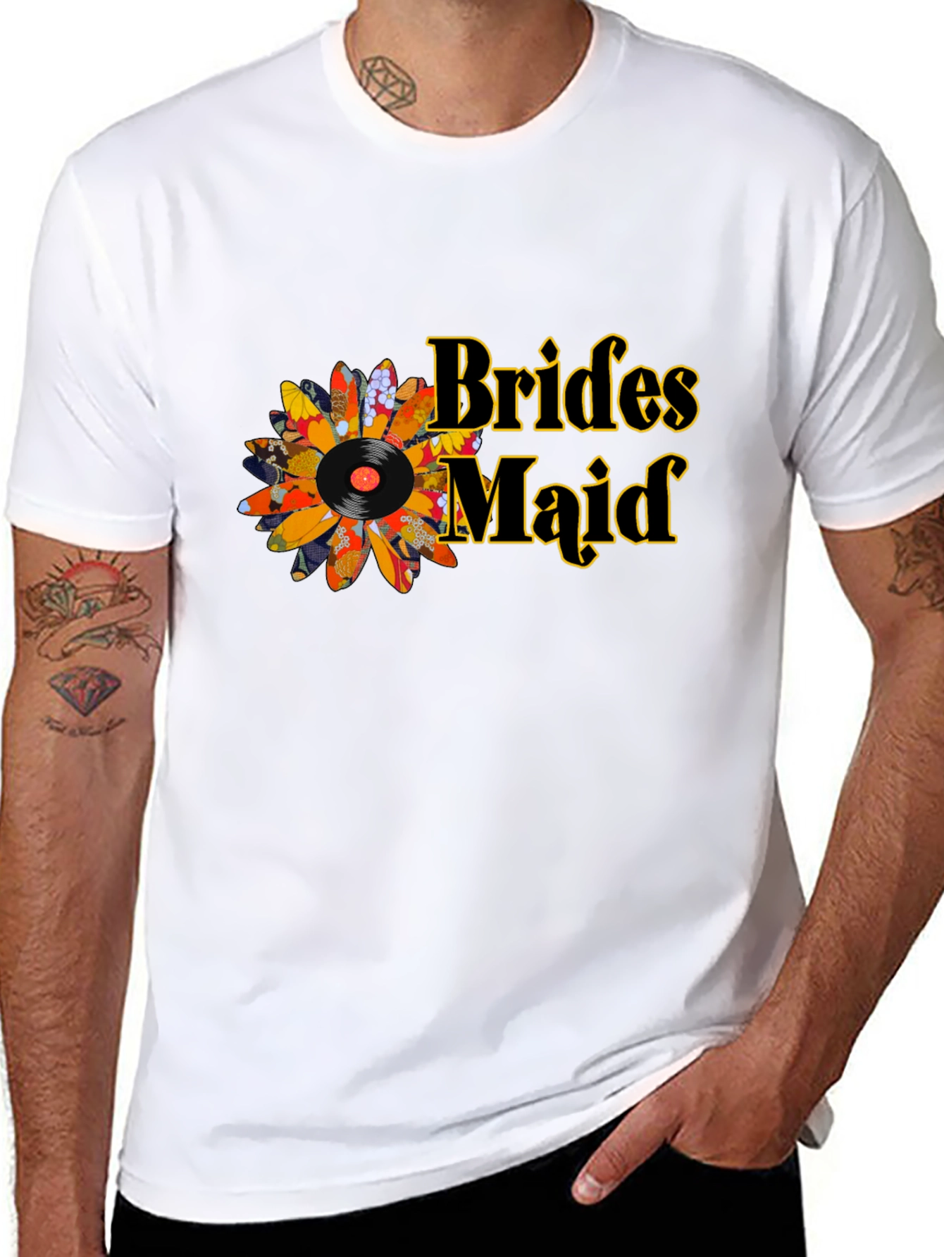 Bridesmaid Floral Record Graphic Tee