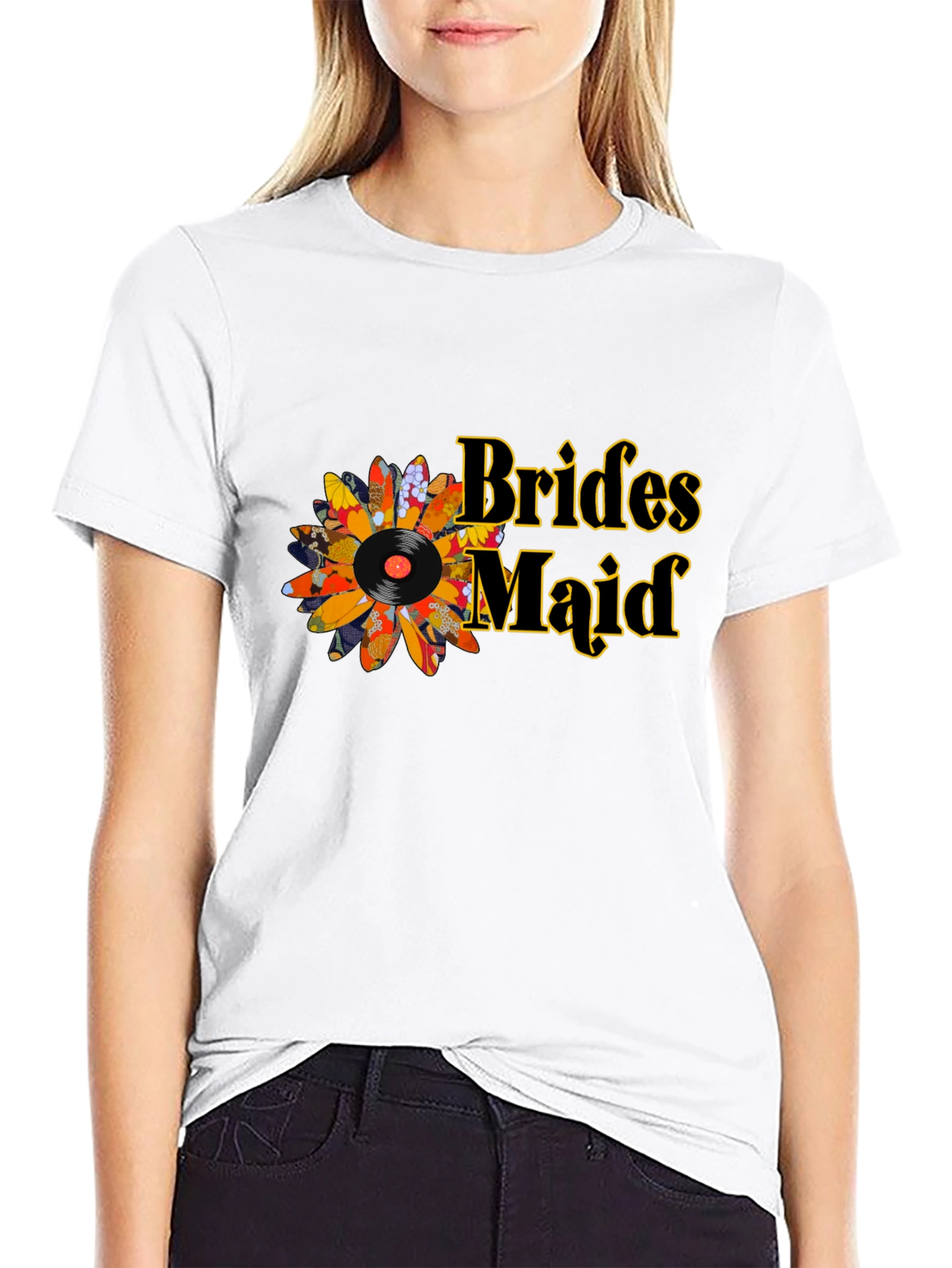 Bridesmaid Floral Record Graphic Tee