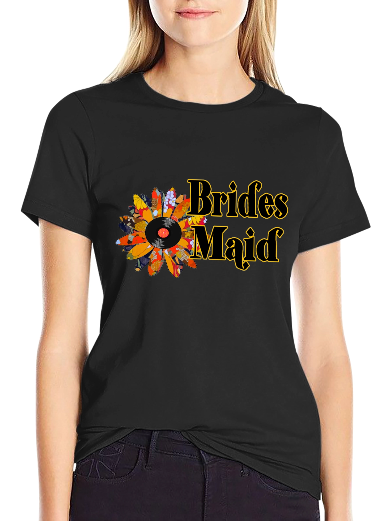 Bridesmaid Floral Record Graphic Tee
