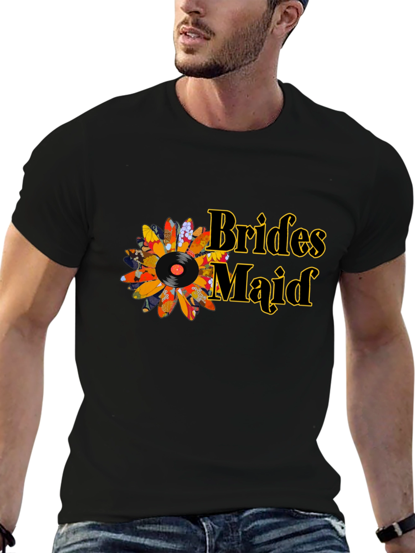 Bridesmaid Floral Record Graphic Tee