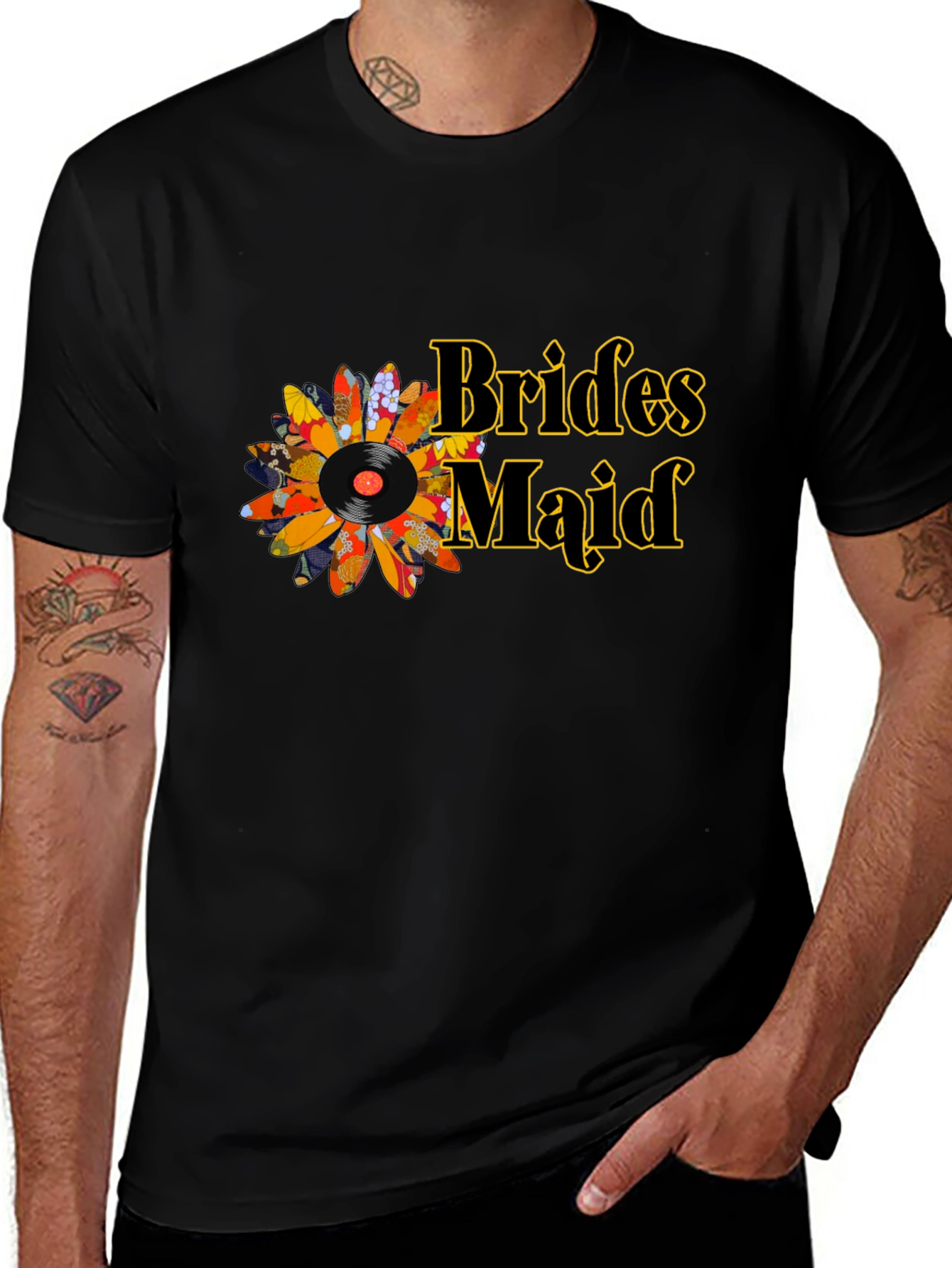 Bridesmaid Floral Record Graphic Tee