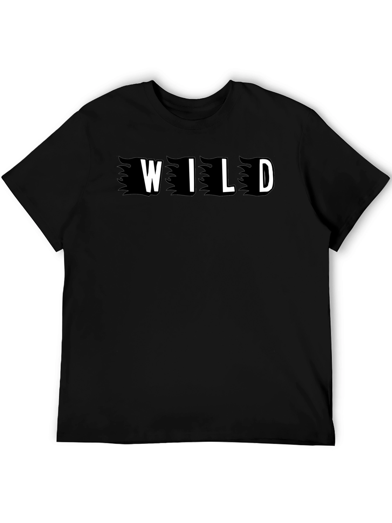 Wild Graphic Print Black Mens T-Shirt