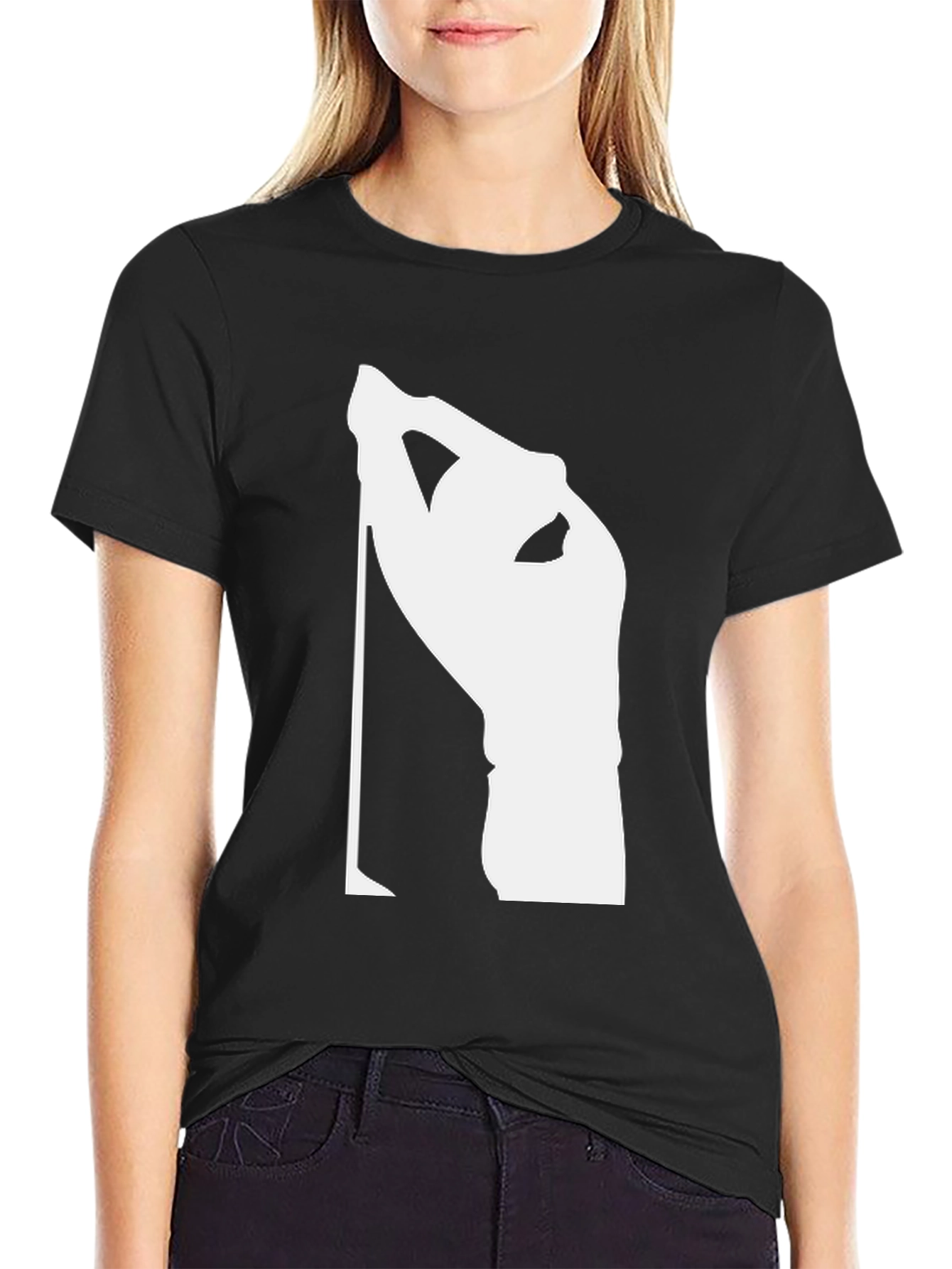 Black T-Shirt with Unique White Graphic Print