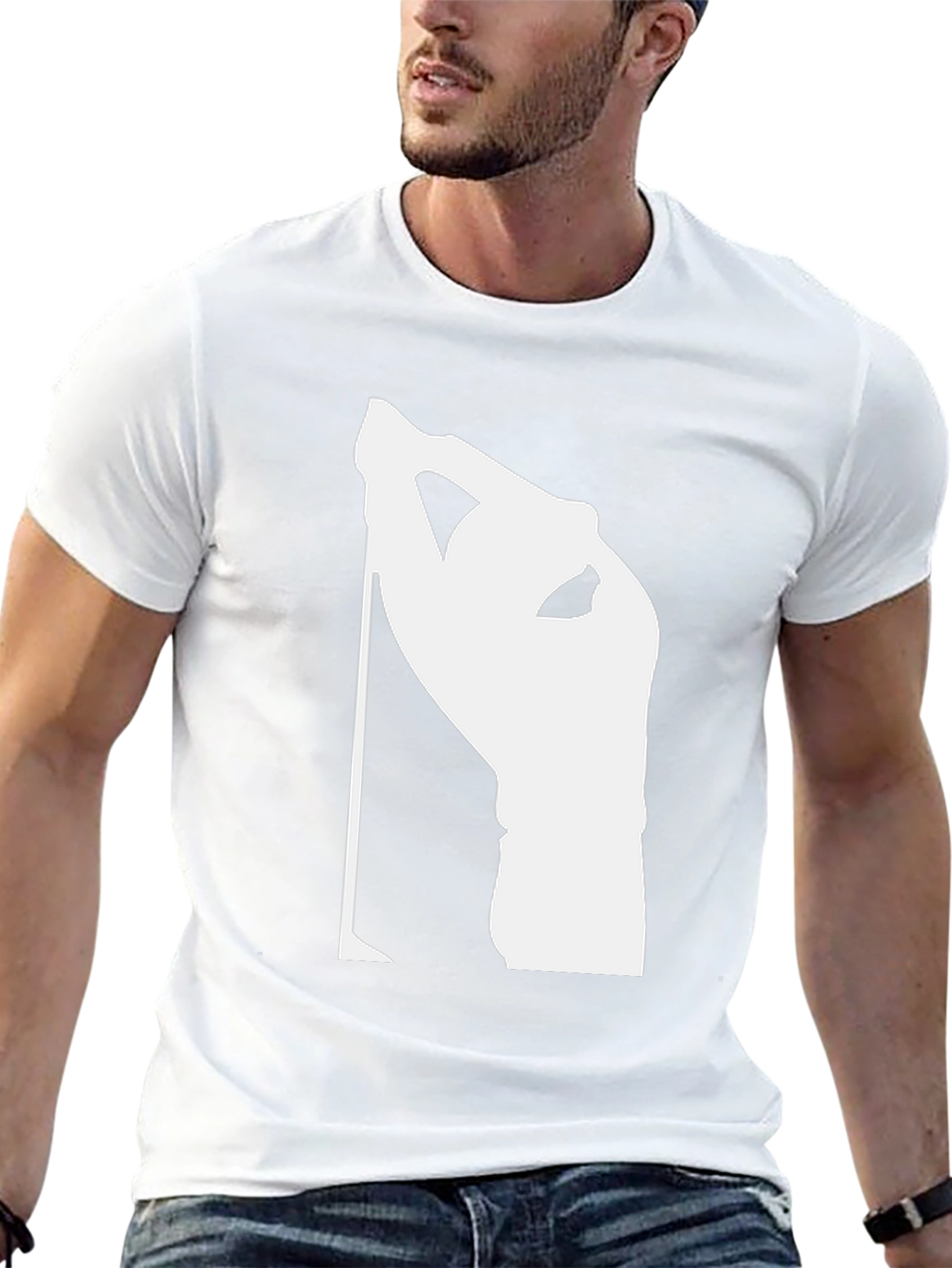 Black T-Shirt with Unique White Graphic Print
