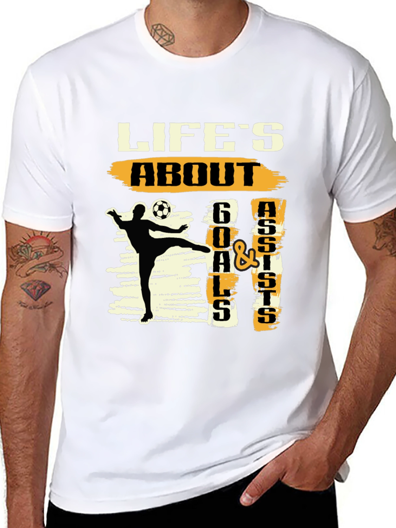 Lifes About Goals & Assists Black Graphic Tee