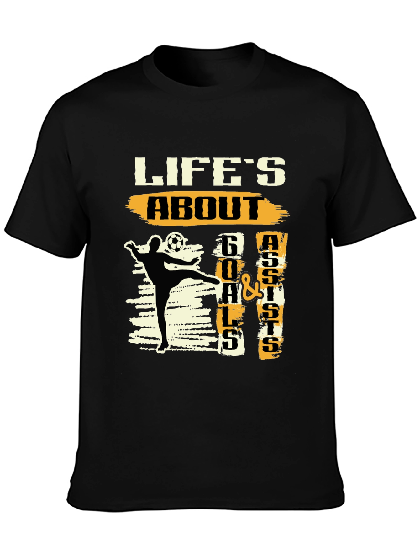 Lifes About Goals & Assists Black Graphic Tee