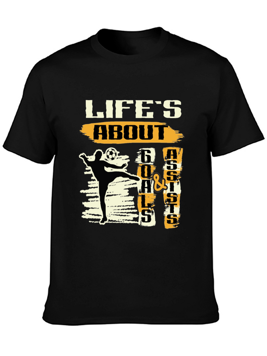 Lifes About Goals & Assists Black Graphic Tee