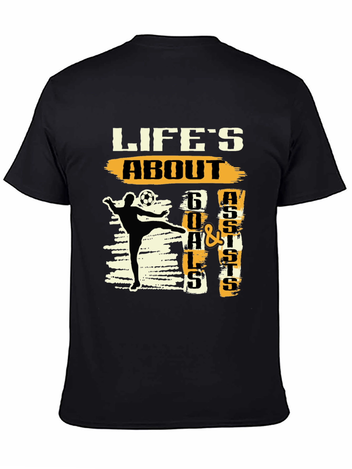 Lifes About Goals & Assists Black Graphic Tee