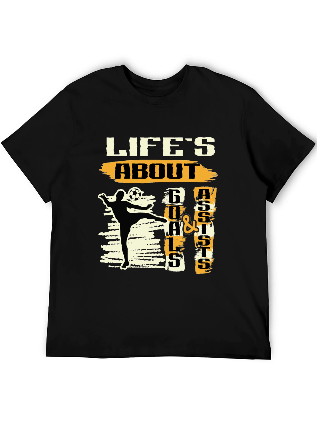 Lifes About Goals & Assists Black Graphic Tee