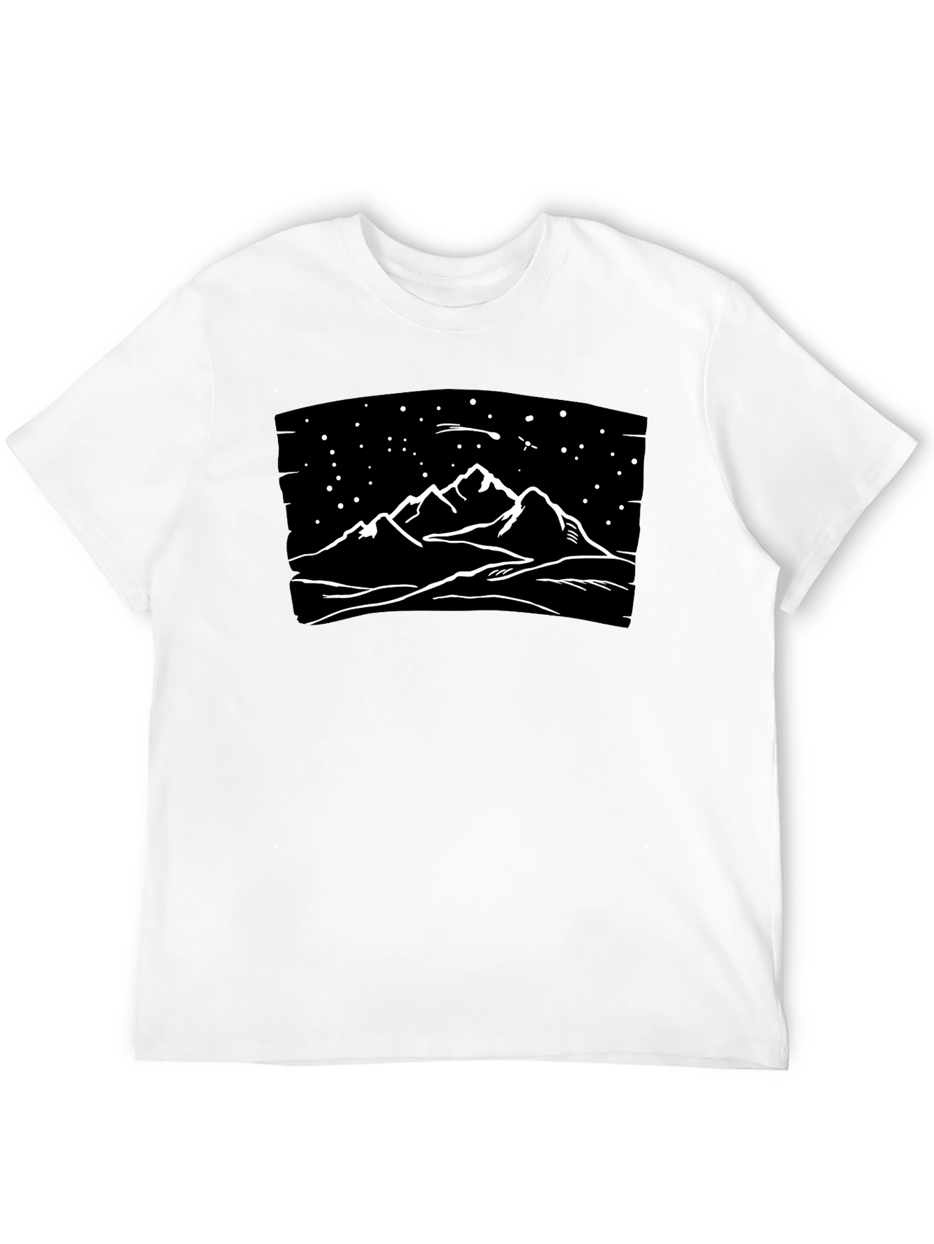 Mountainscape Graphic Tee - Black Cotton T-Shirt