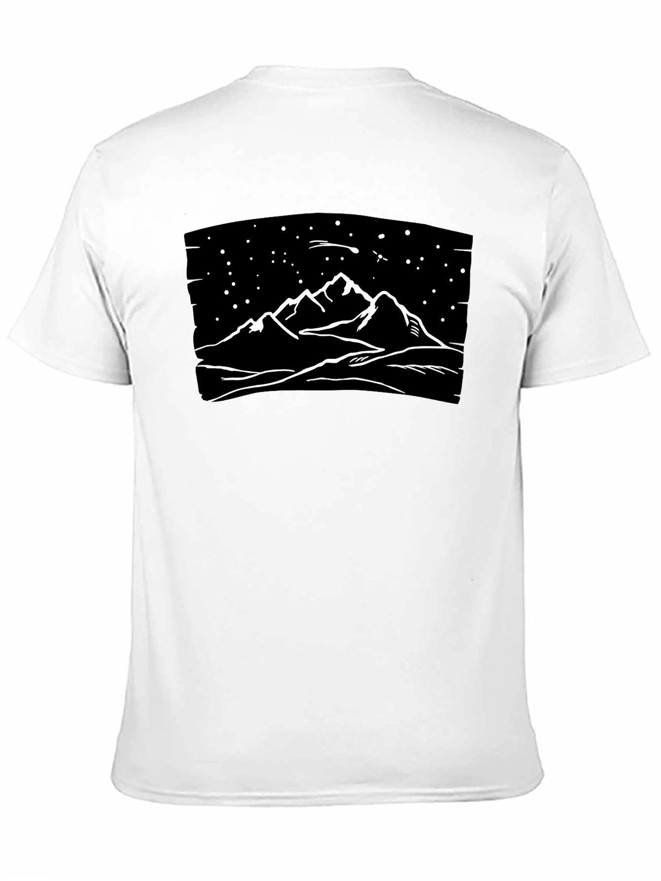 Mountainscape Graphic Tee - Black Cotton T-Shirt