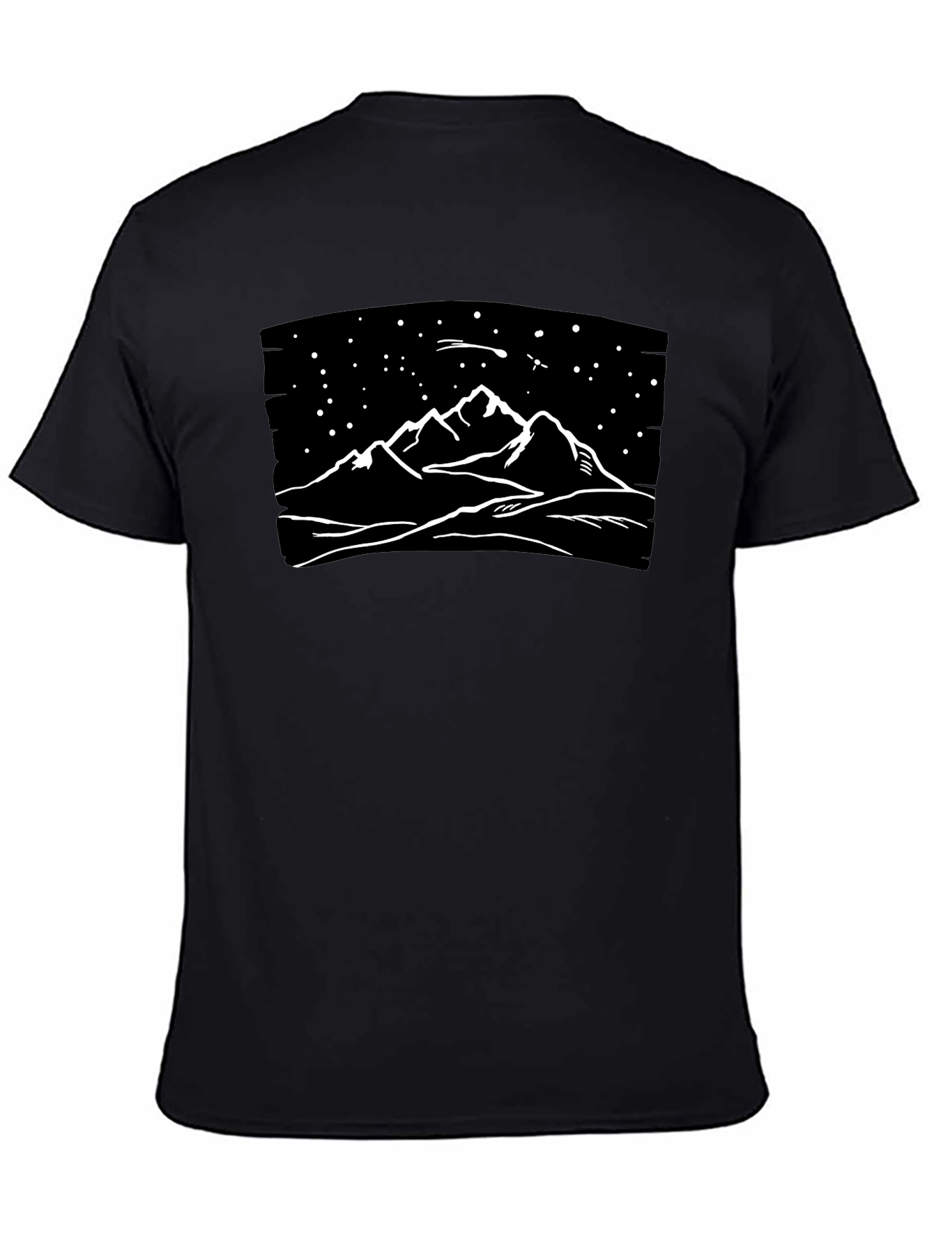 Mountainscape Graphic Tee - Black Cotton T-Shirt