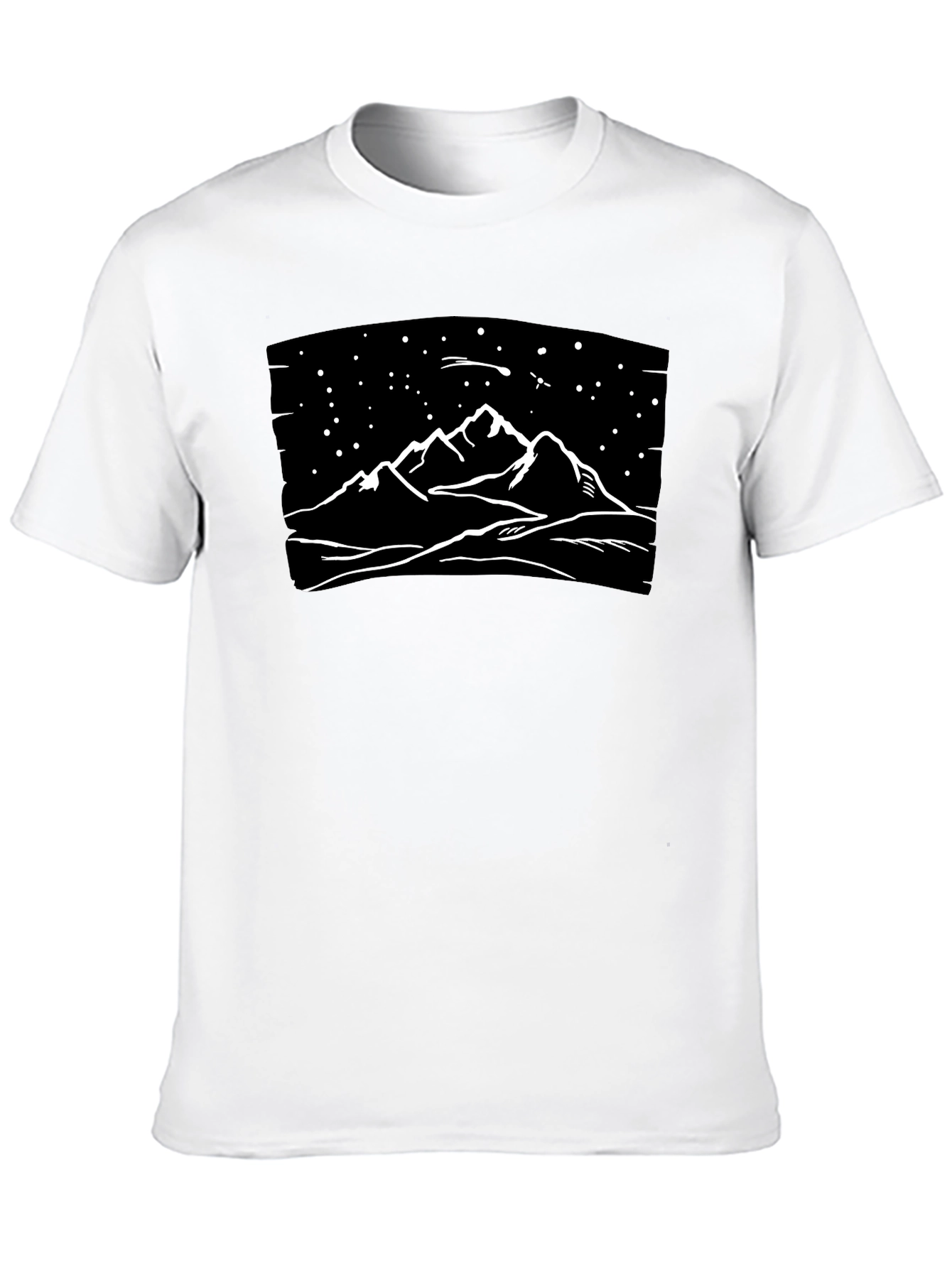 Mountainscape Graphic Tee - Black Cotton T-Shirt