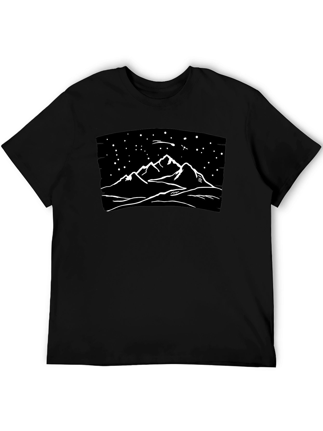 Mountainscape Graphic Tee - Black Cotton T-Shirt