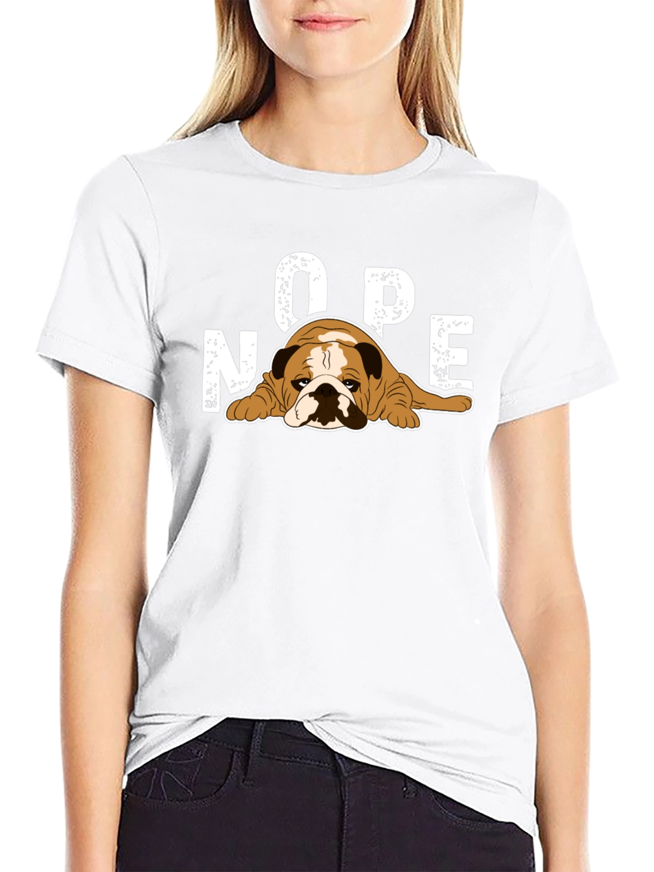 Nope Bulldog Graphic T-Shirt