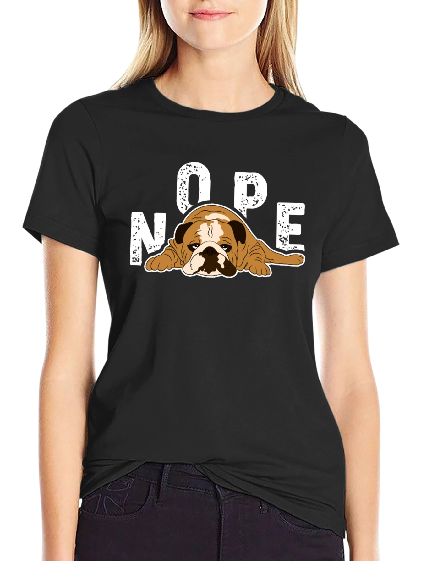 Nope Bulldog Graphic T-Shirt