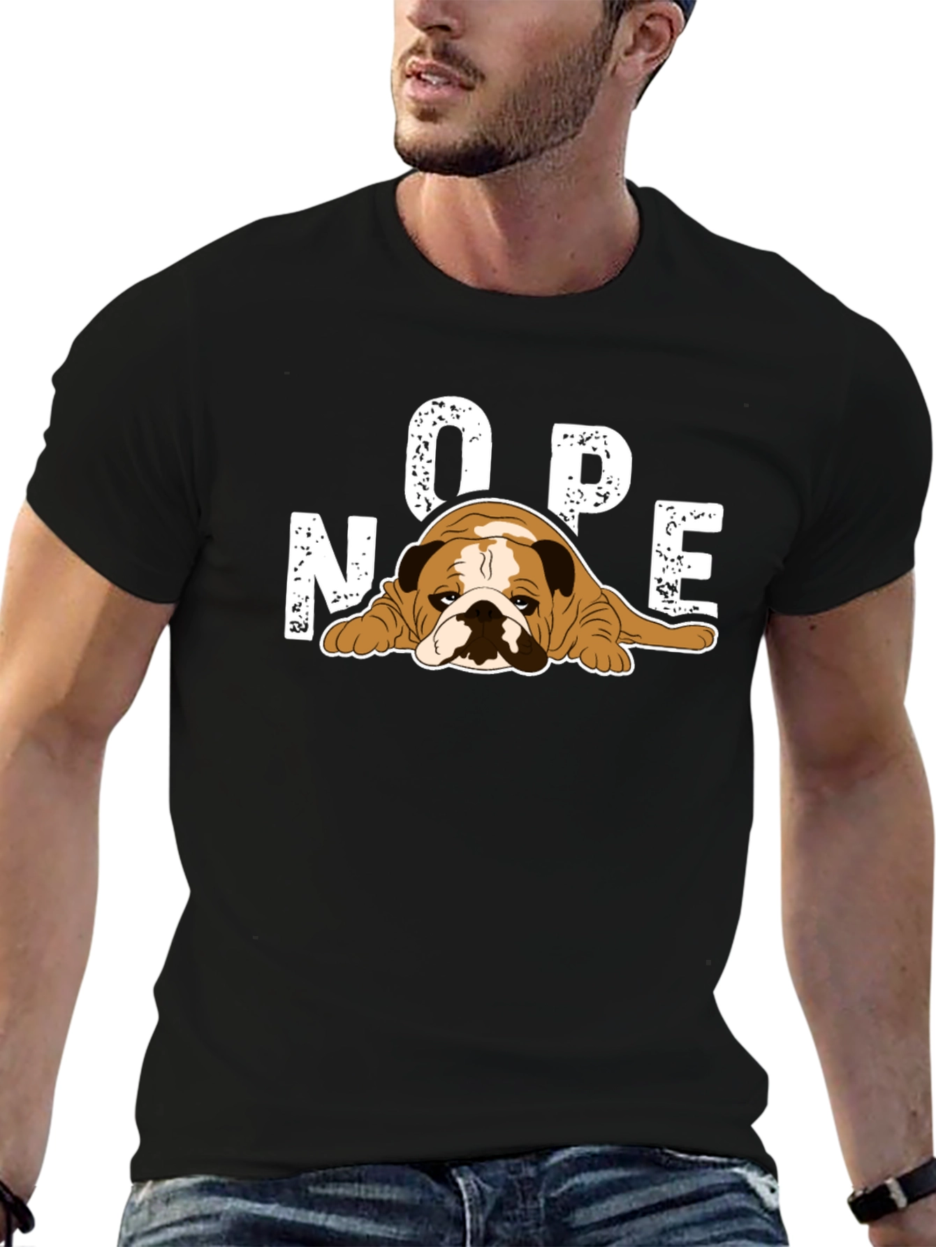 Nope Bulldog Graphic T-Shirt