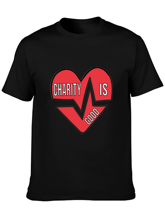 Charity Is Good Heartbeat T-Shirt - Mens Black Tee
