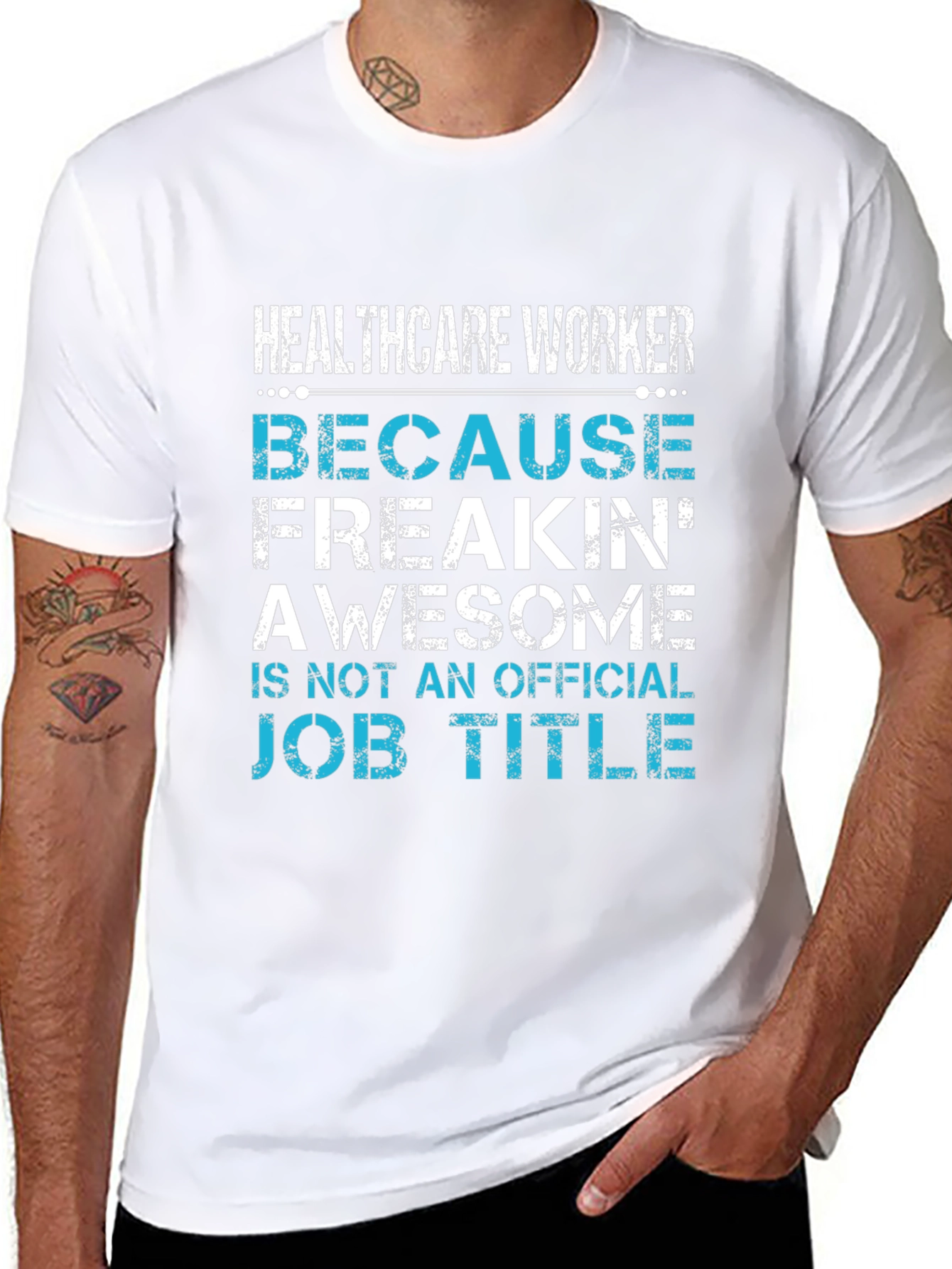 Healthcare Worker Awesome Job Title Black Tee